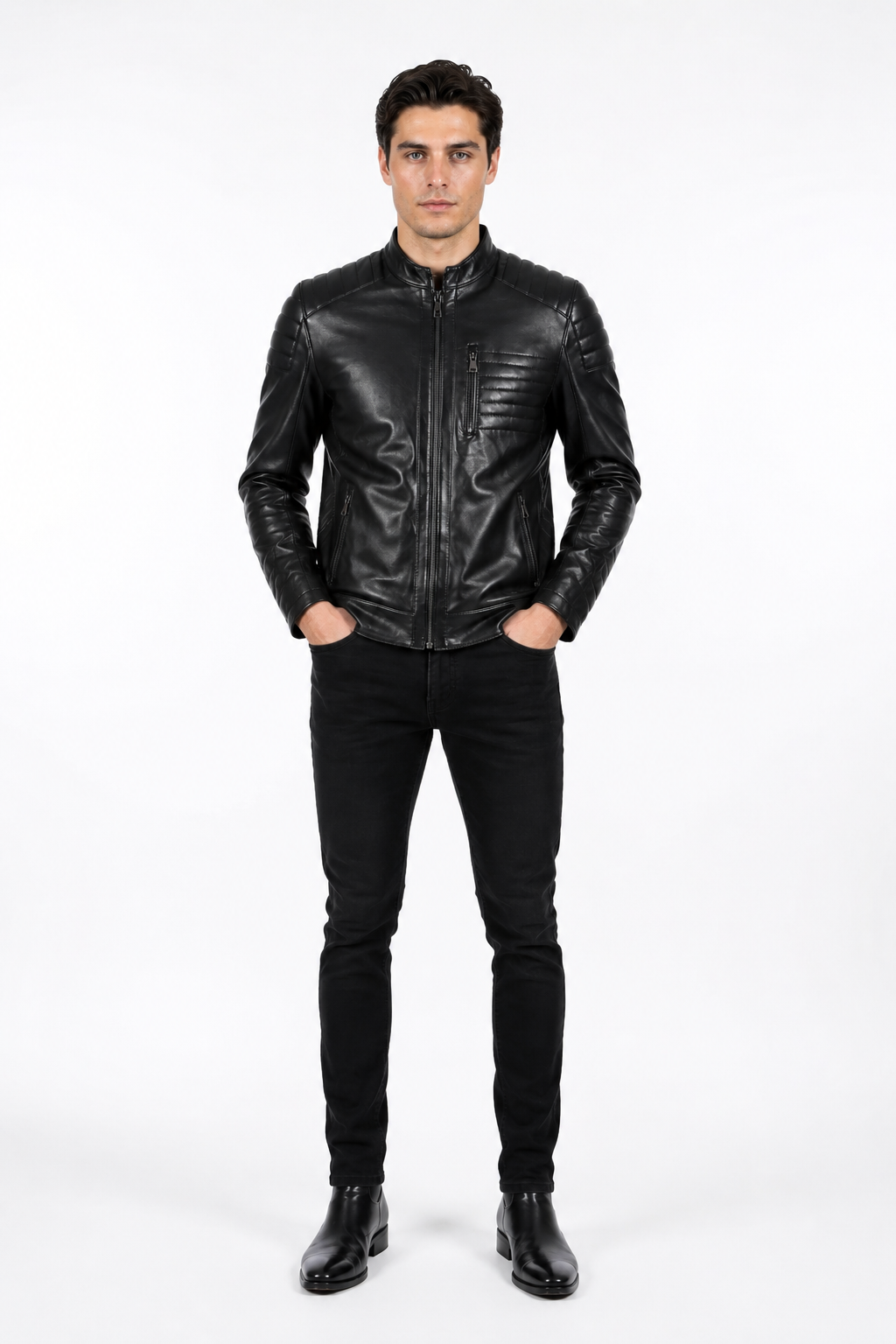 JORDY Men’s Black Lambskin Leather Moto Jacket-thumbmail-2