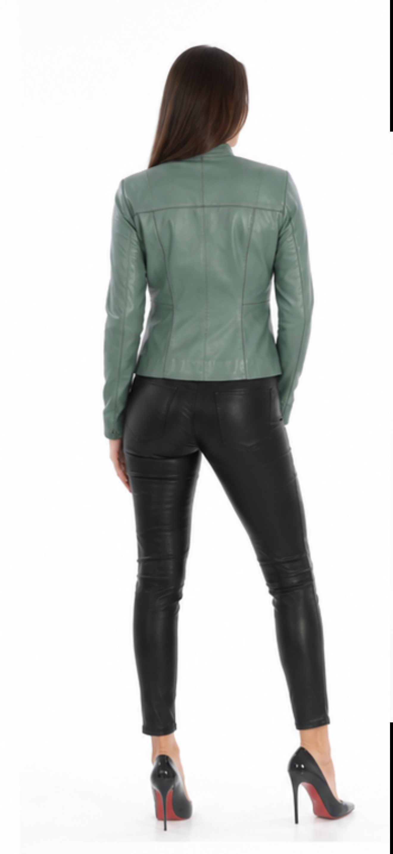 Victoria Leather Jacket – Sage Green-thumbmail-3