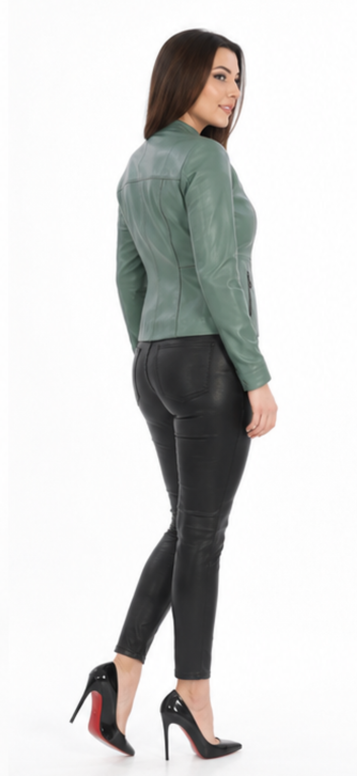 Victoria Leather Jacket – Sage Green-thumbmail-4