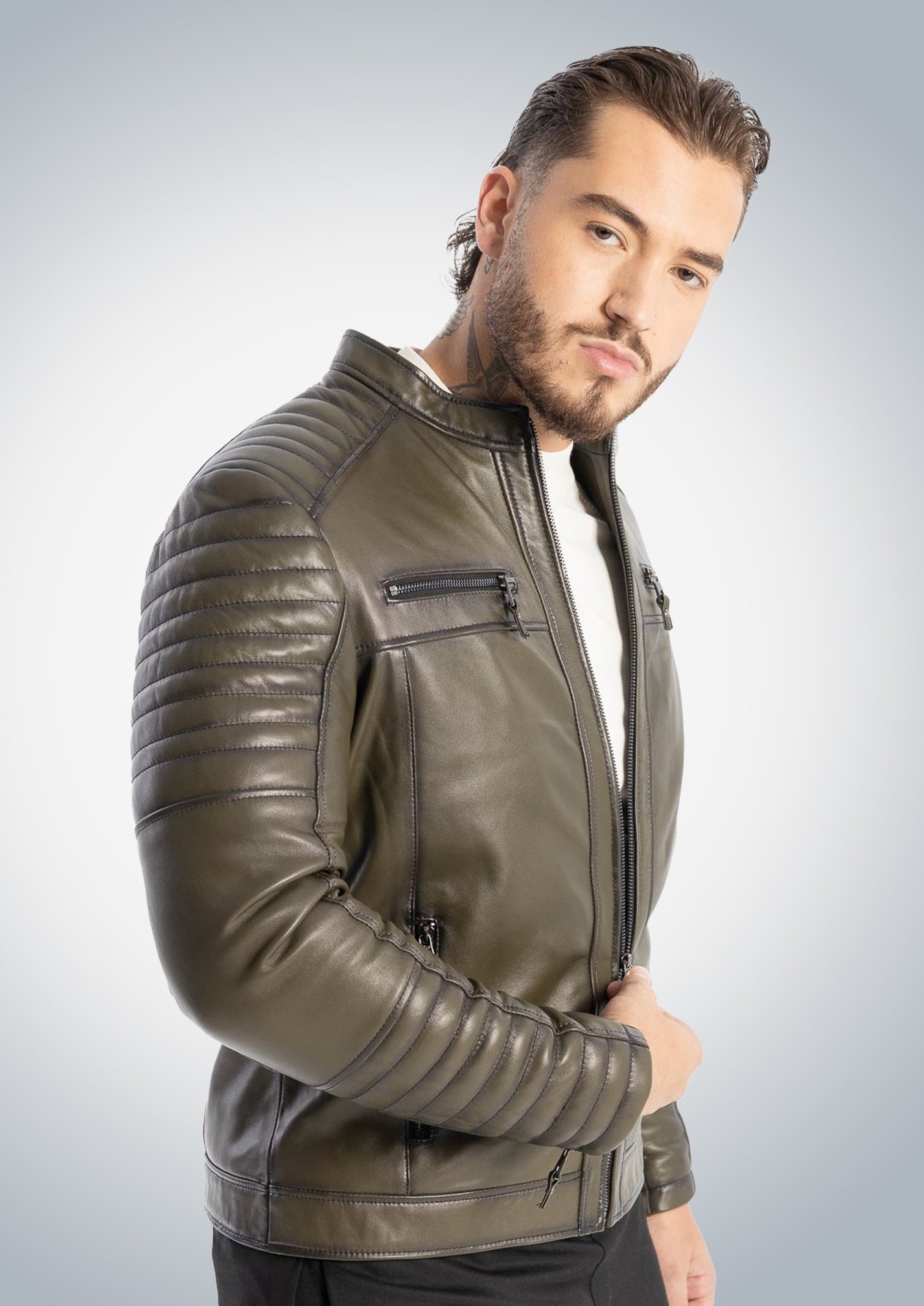 Kevin biker leather jacket