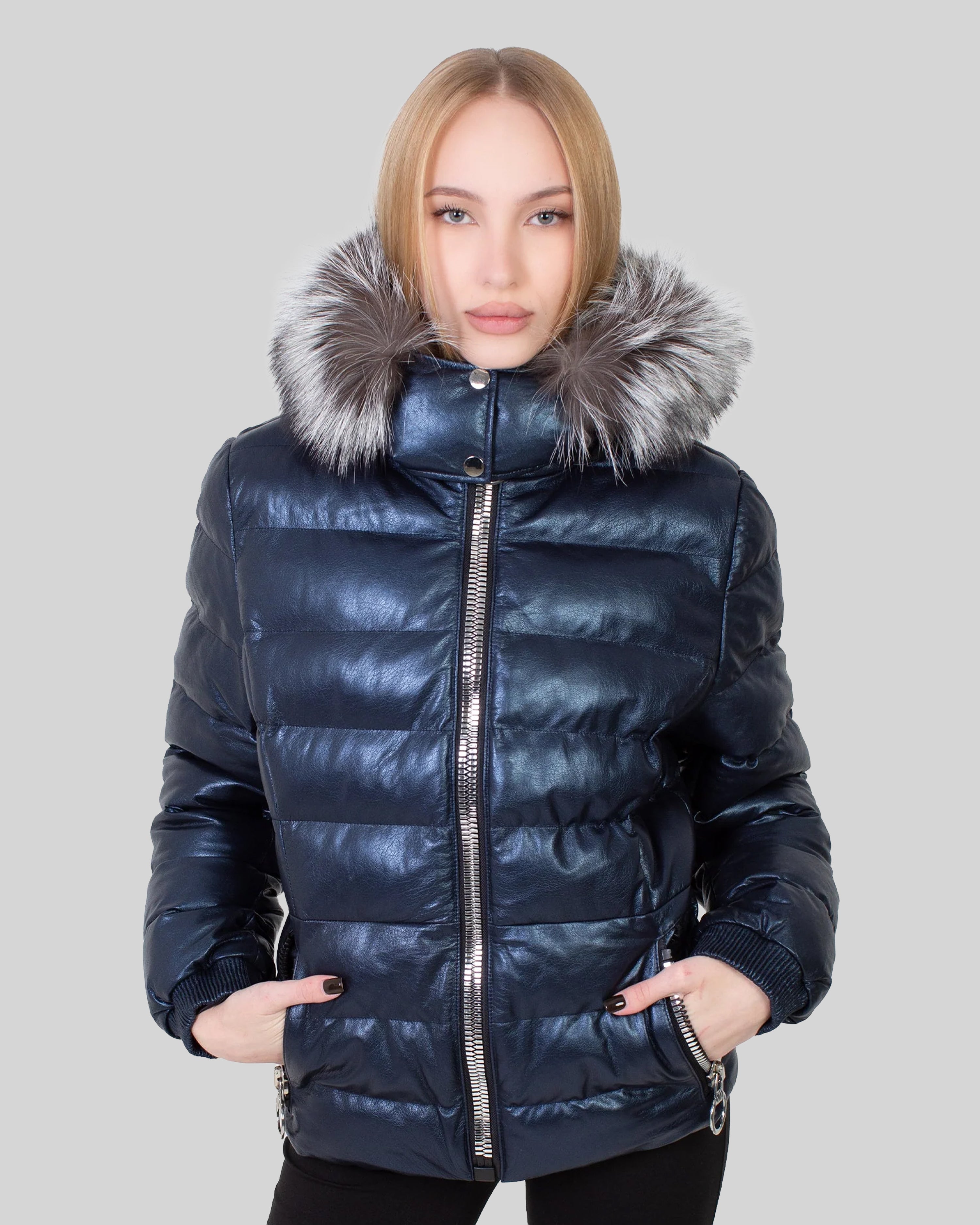 Leslie Leather Parka – Silver Fox