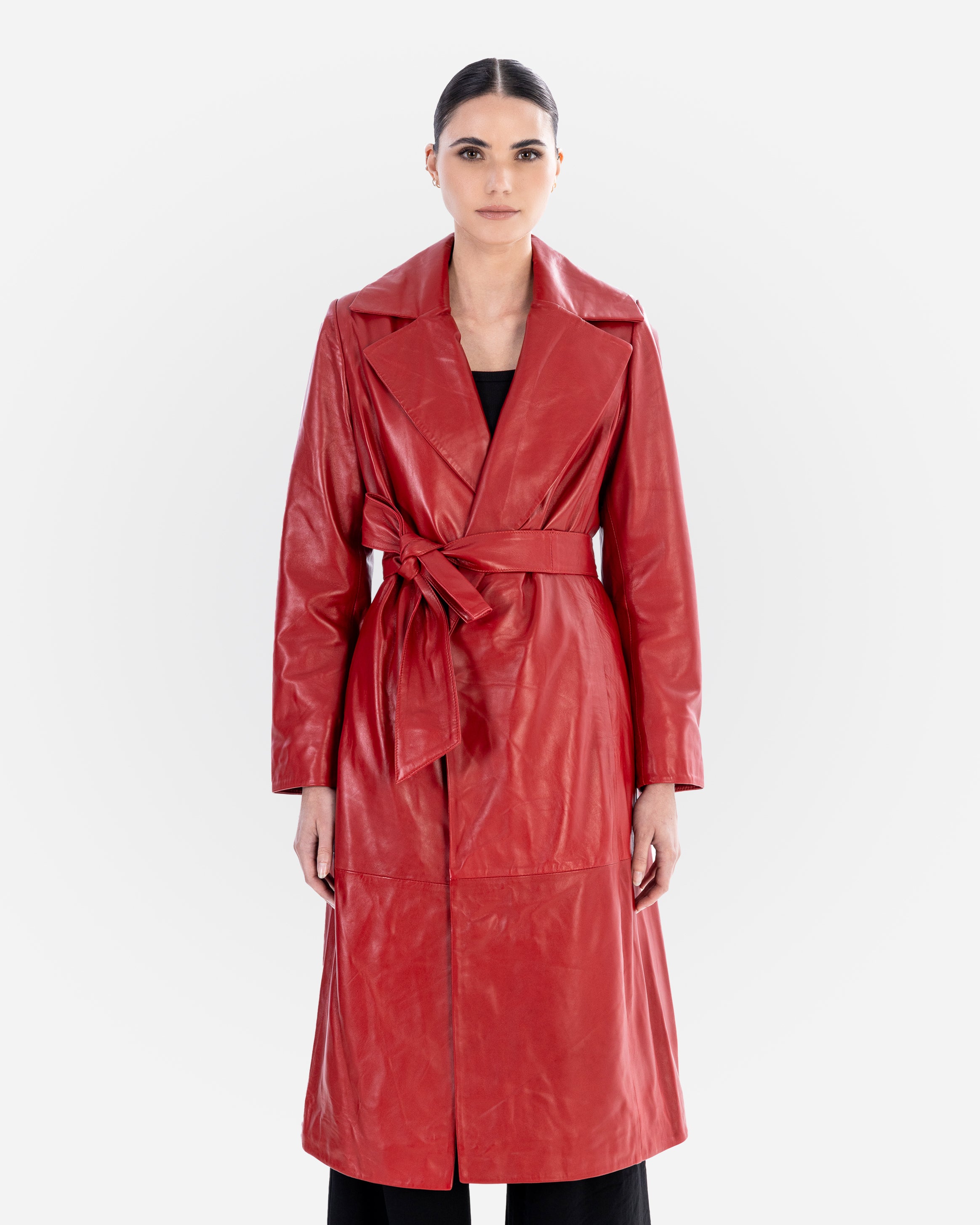 Sarah Leather Trench Coat