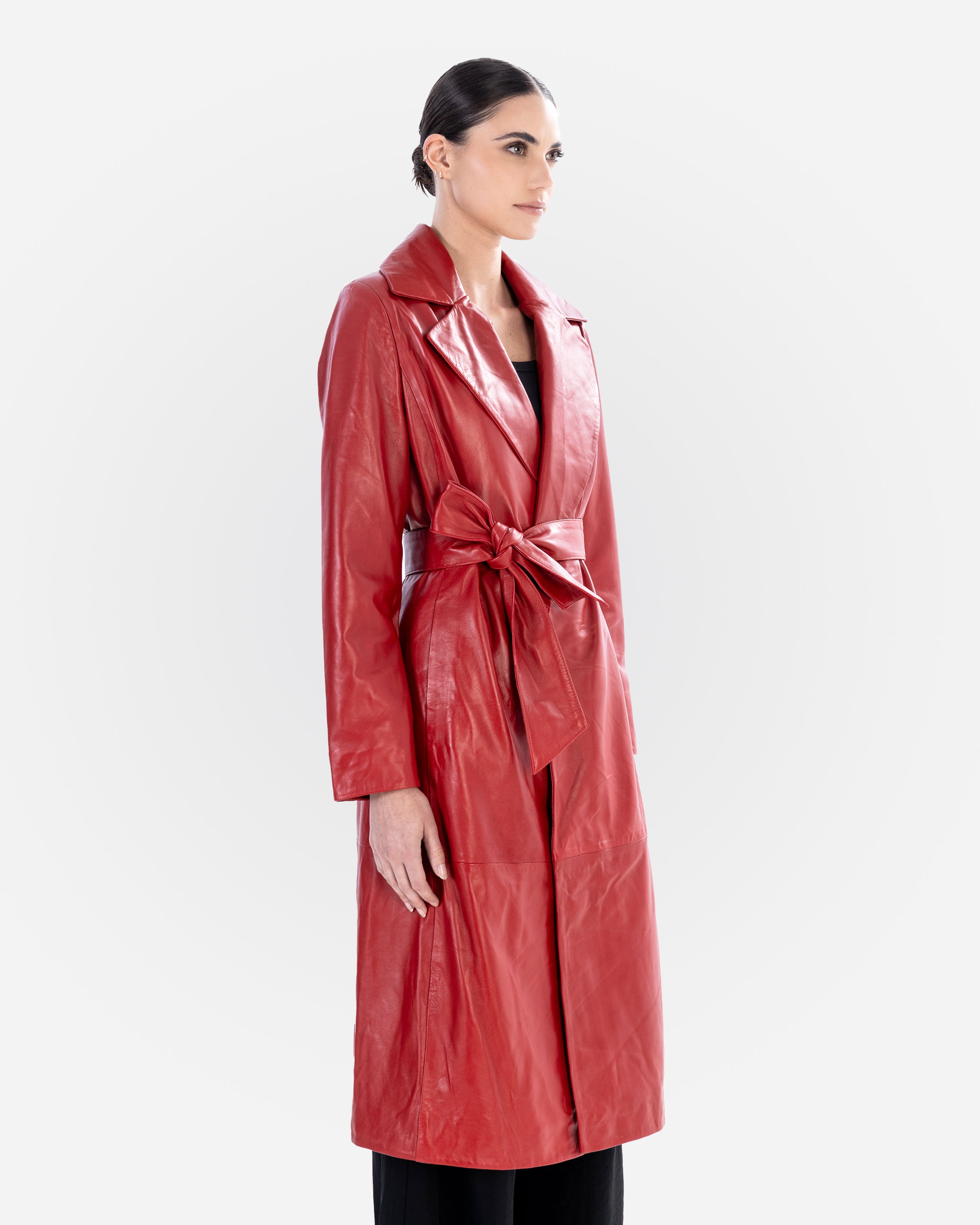 Sarah Leather Trench Coat