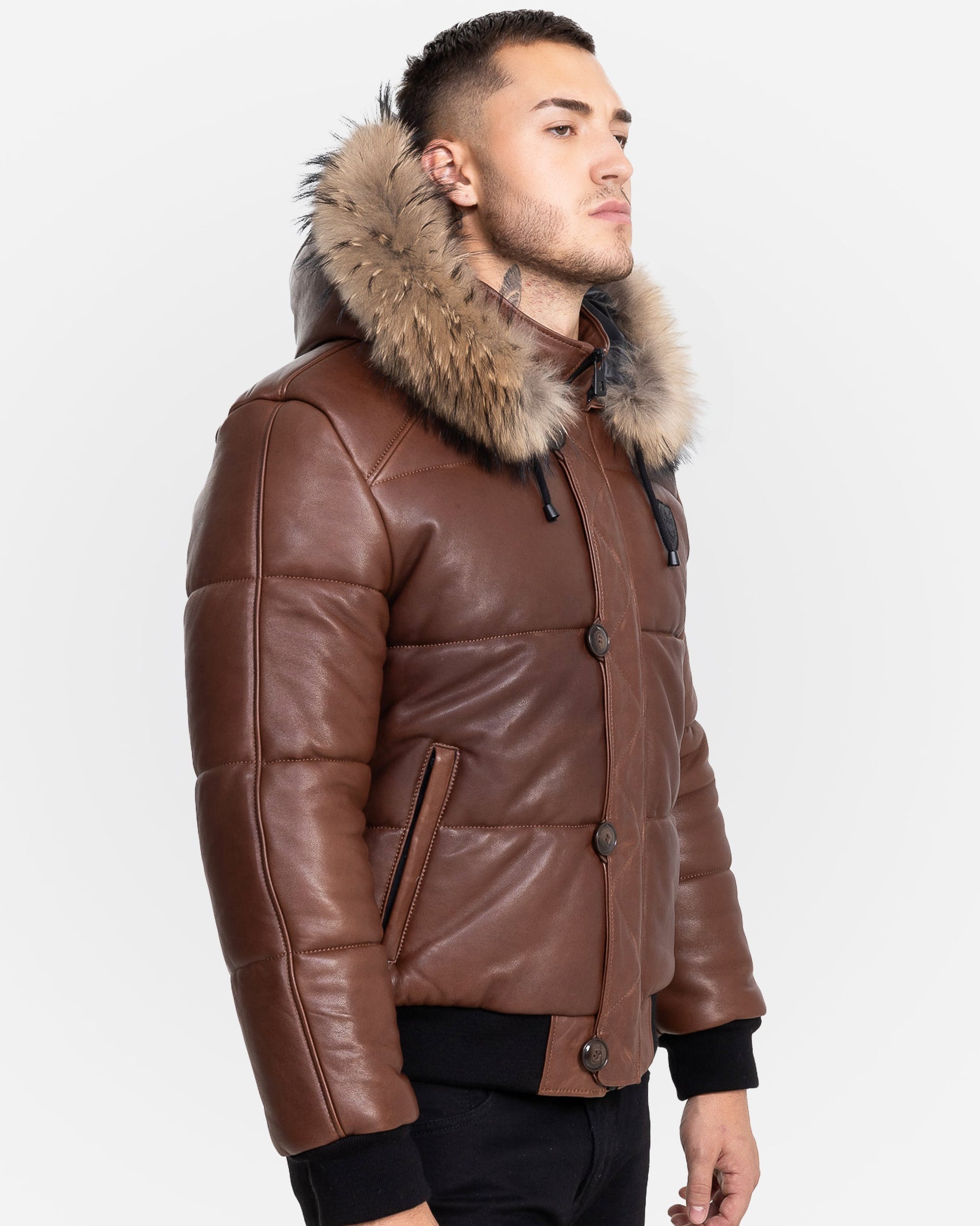 Arctic Winter Leather Coat With Natural Fur-thumbmail-2