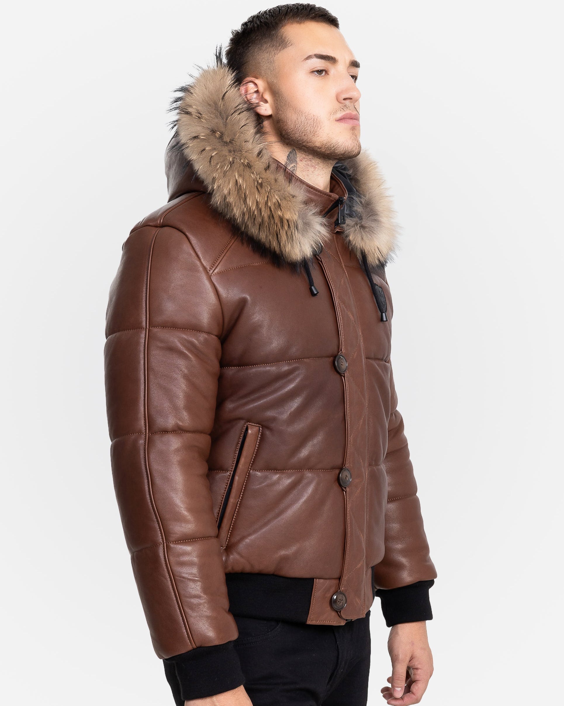 Arctic Men’s Winter Leather Coat With Silver Fox Fur-thumbmail-9