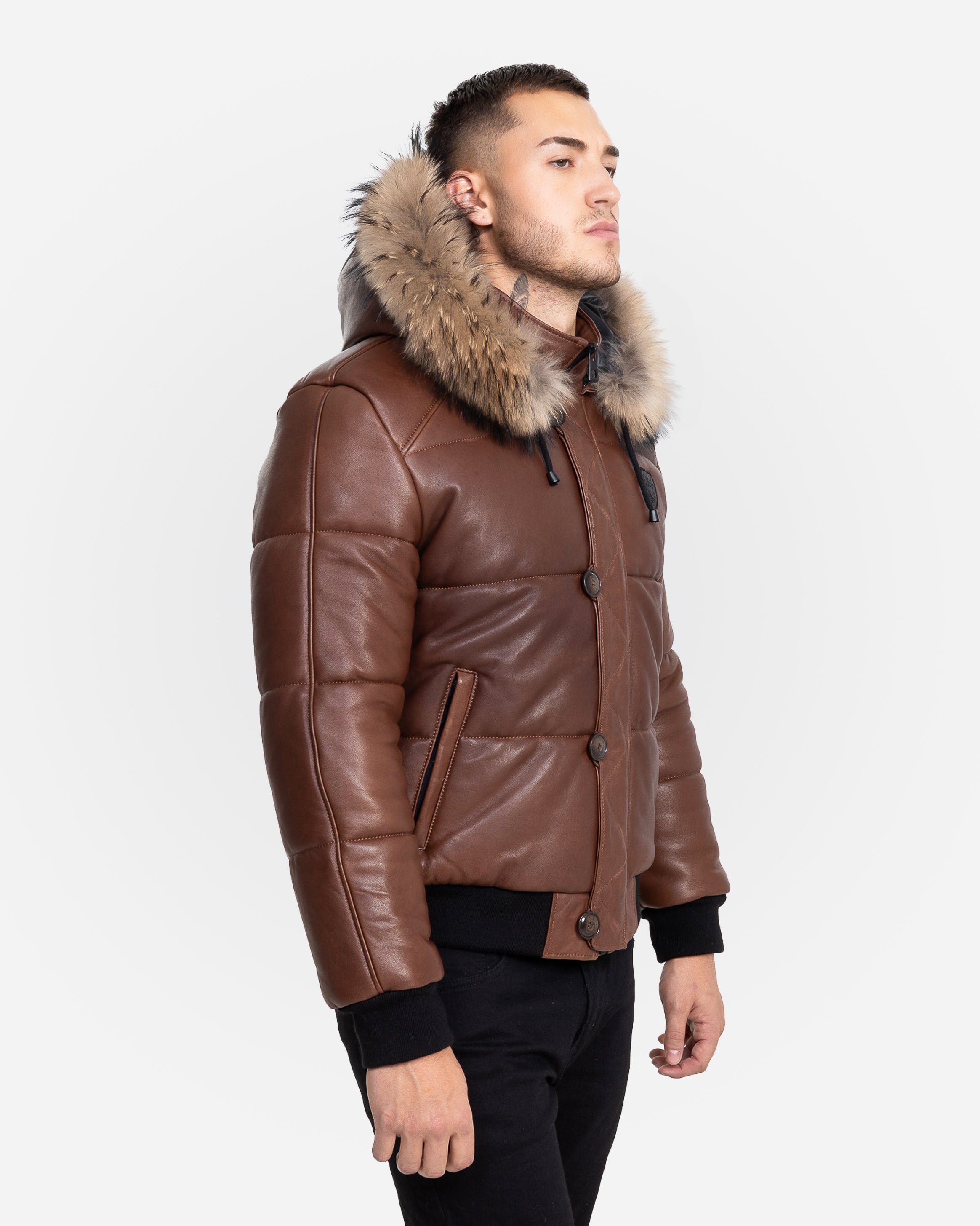 Arctic Leather Coat With Natural Fur