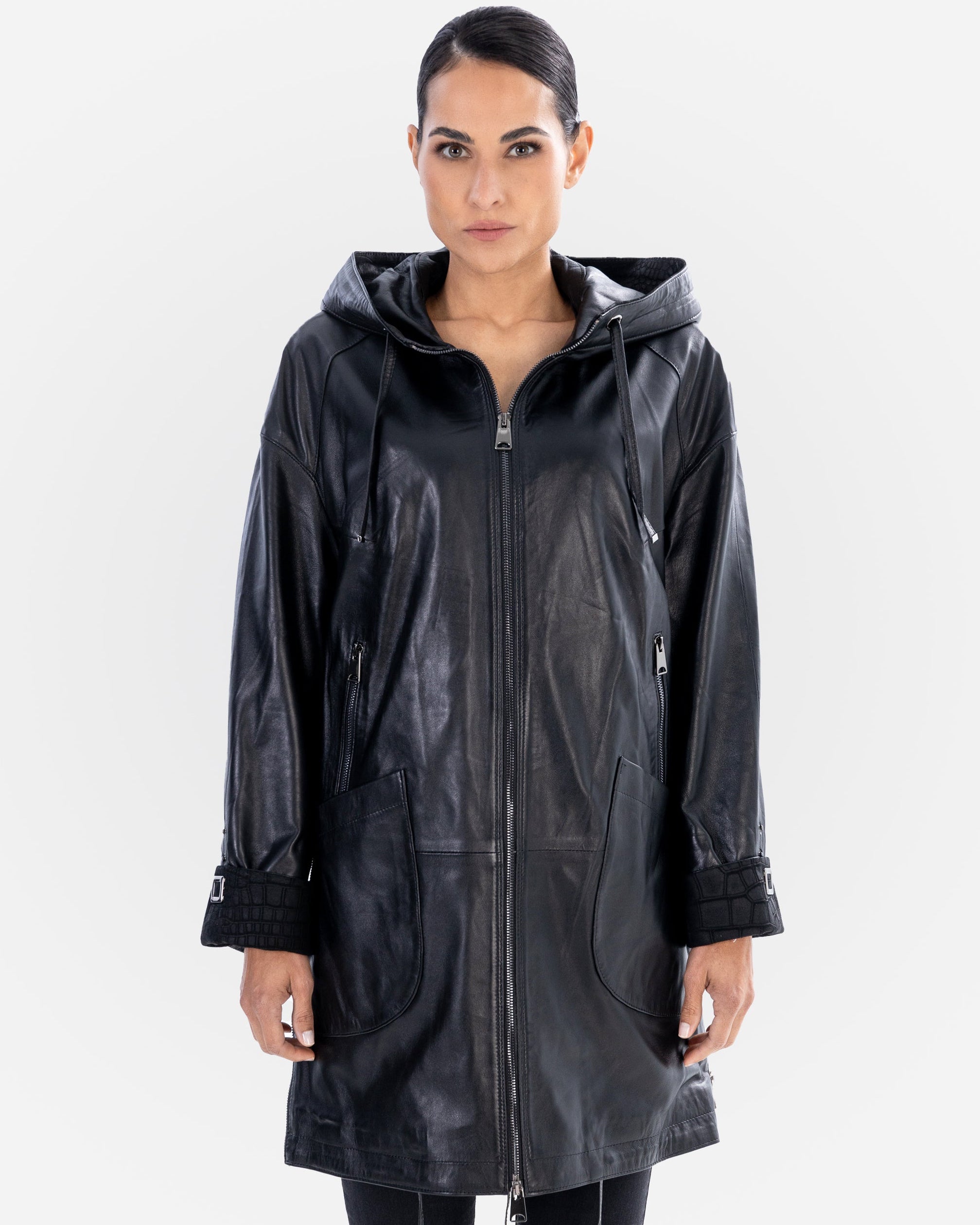 KAYLA Leather Trench Coat-thumbmail-5