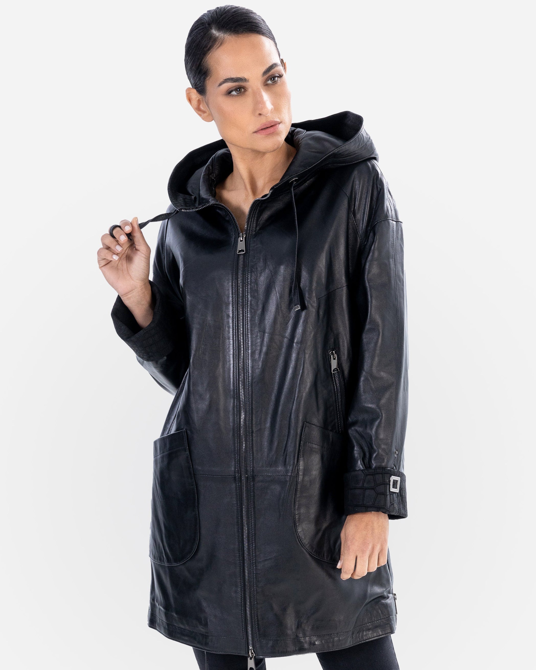 KAYLA Leather Trench Coat-thumbmail-7