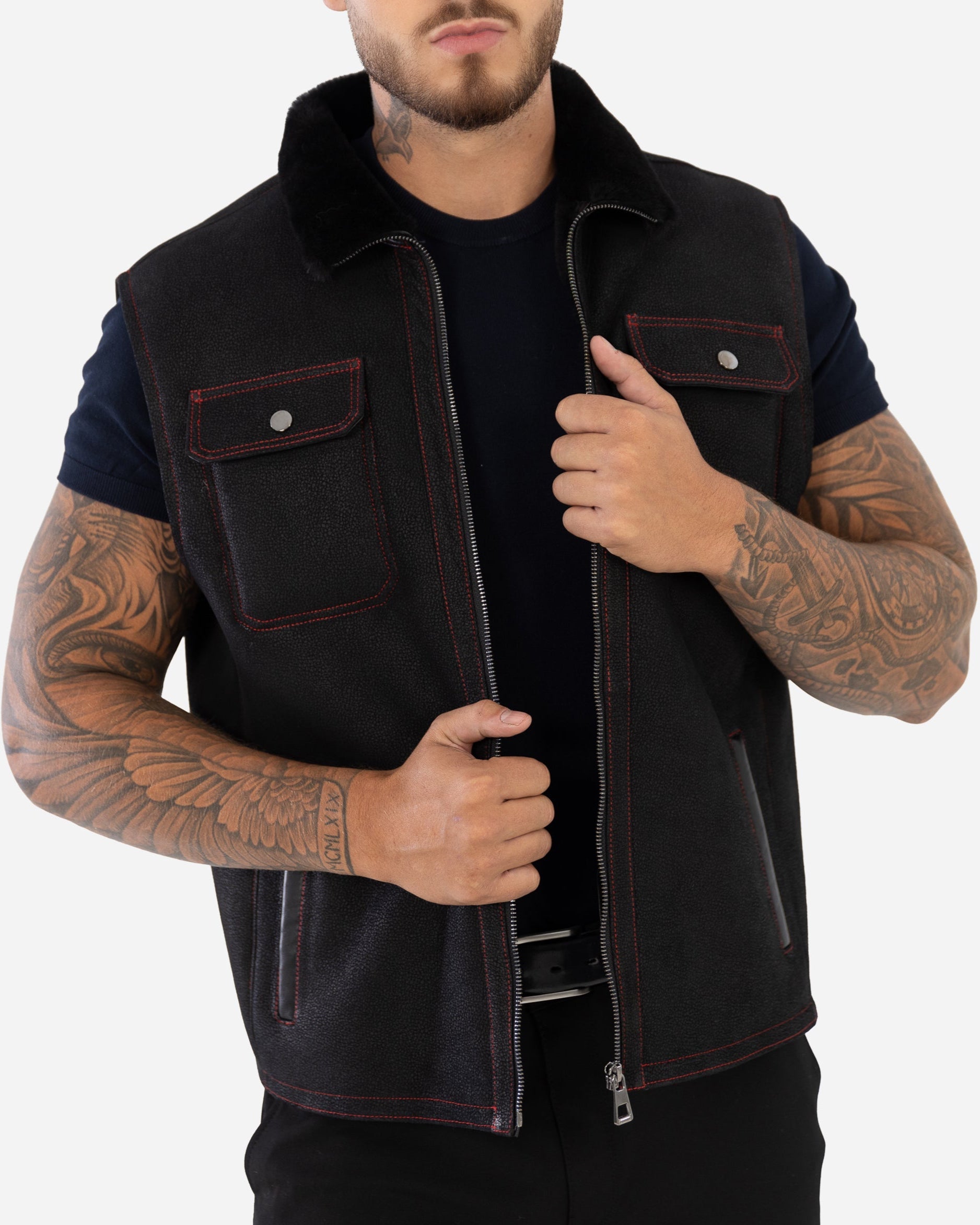 Blake Shearling Leather Vest-thumbmail-2