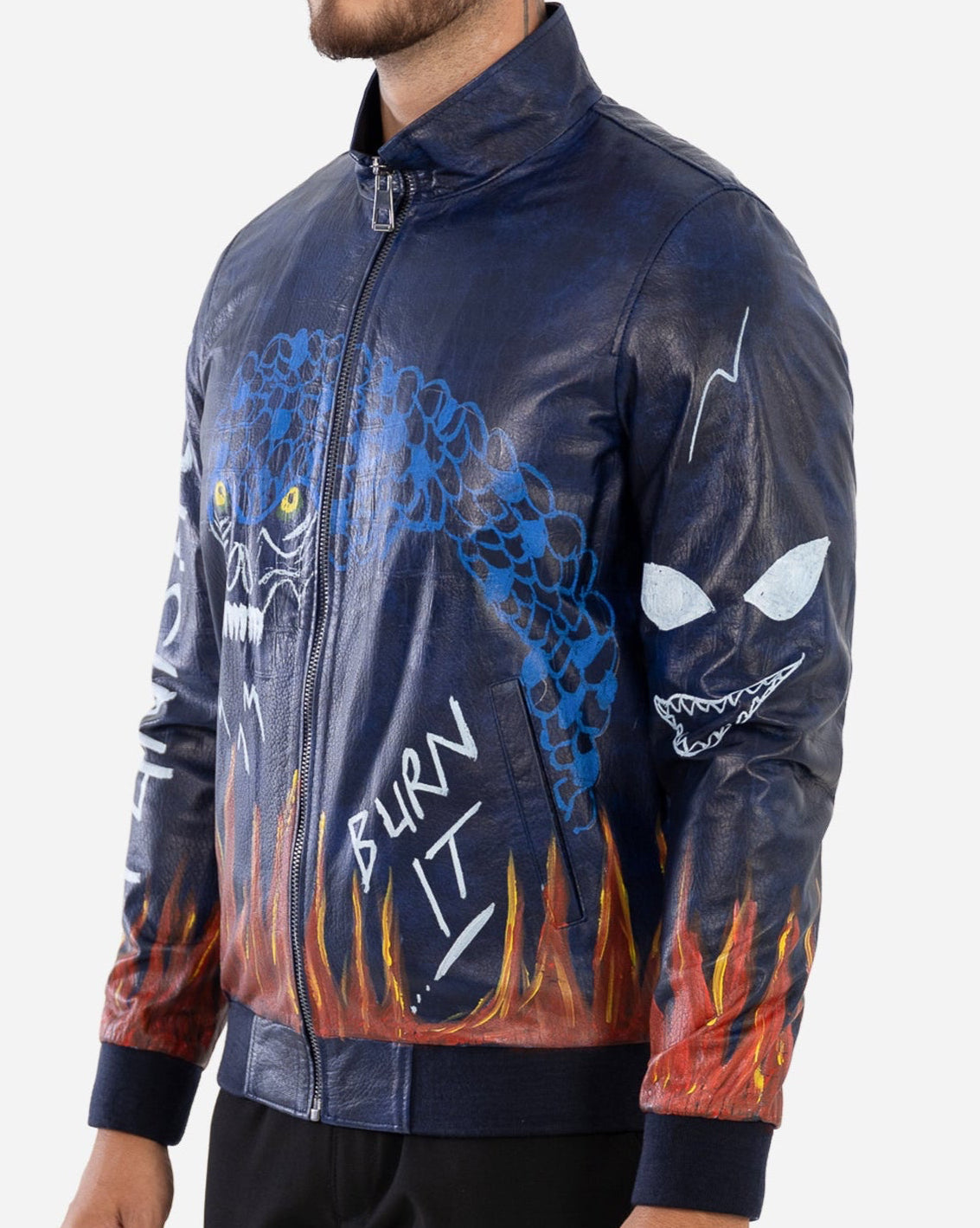 BARON leather jacket  with hand-applied pain-thumbmail-3
