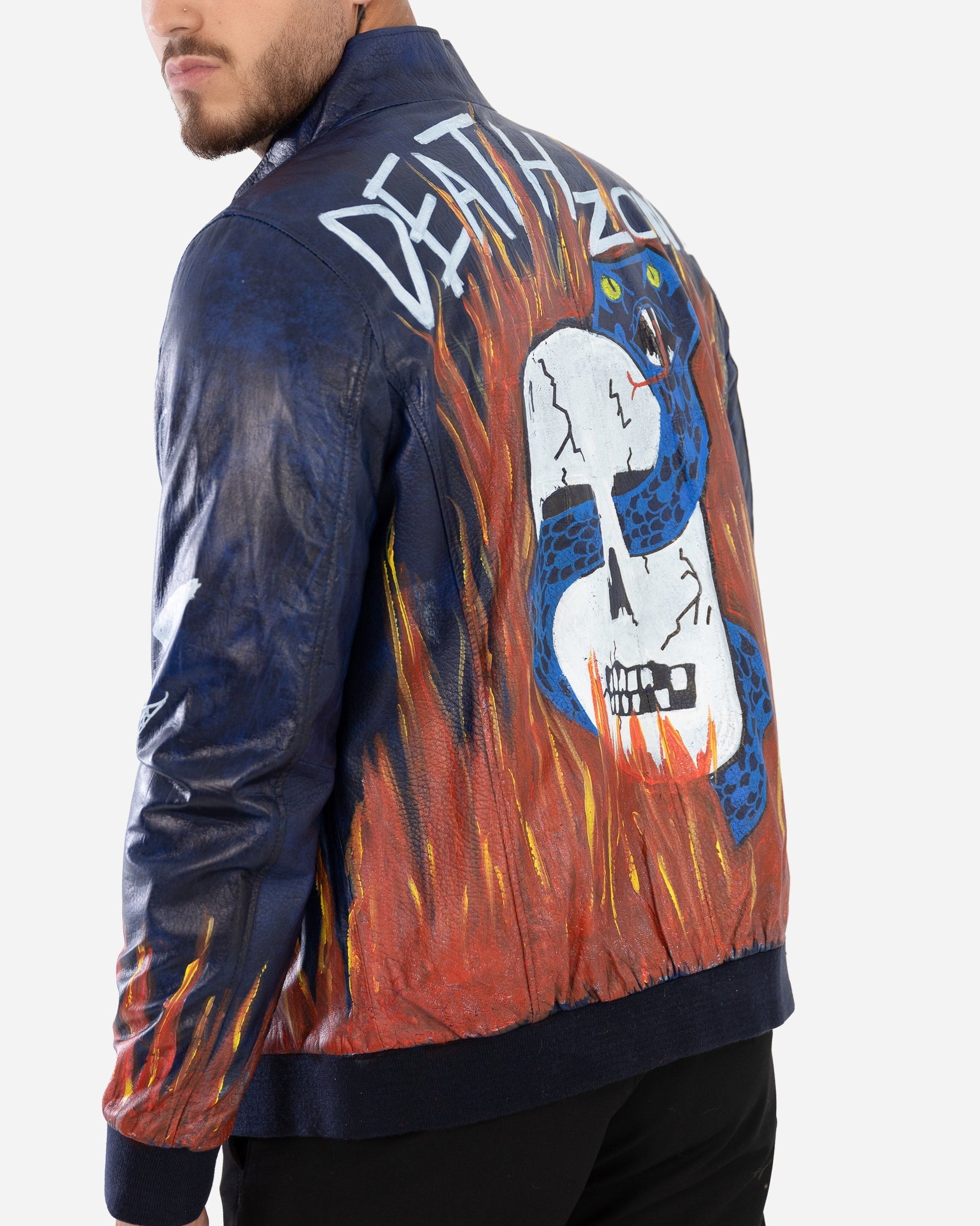 BARON leather jacket  with hand-applied pain-thumbmail-2
