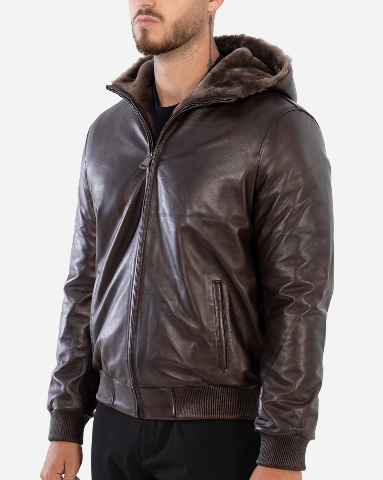 DANTE  Genuine Shearling Bomber Leather Jacket-thumbmail-2
