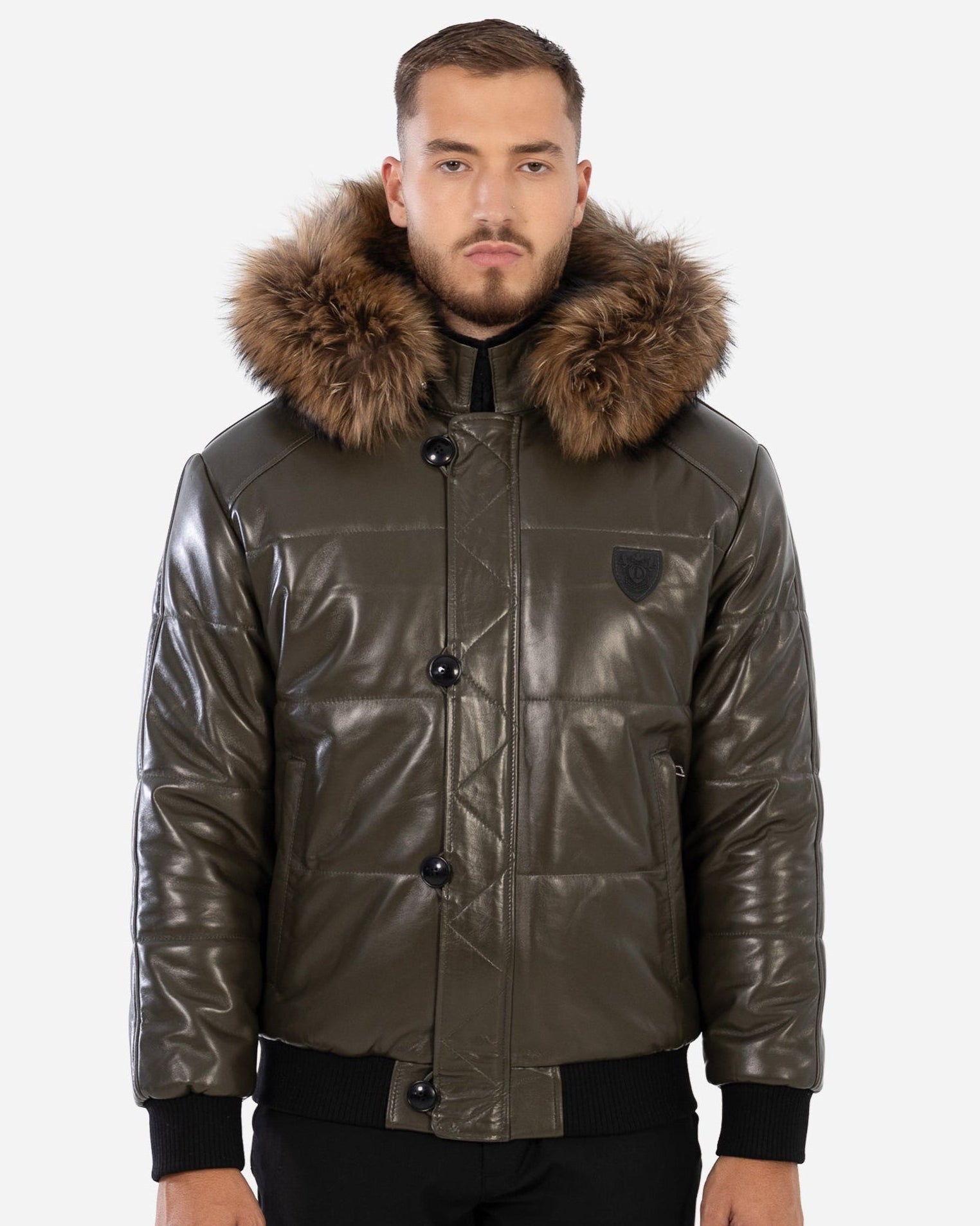 Arctic Men’s Winter Leather Coat With Silver Fox Fur-thumbmail-5