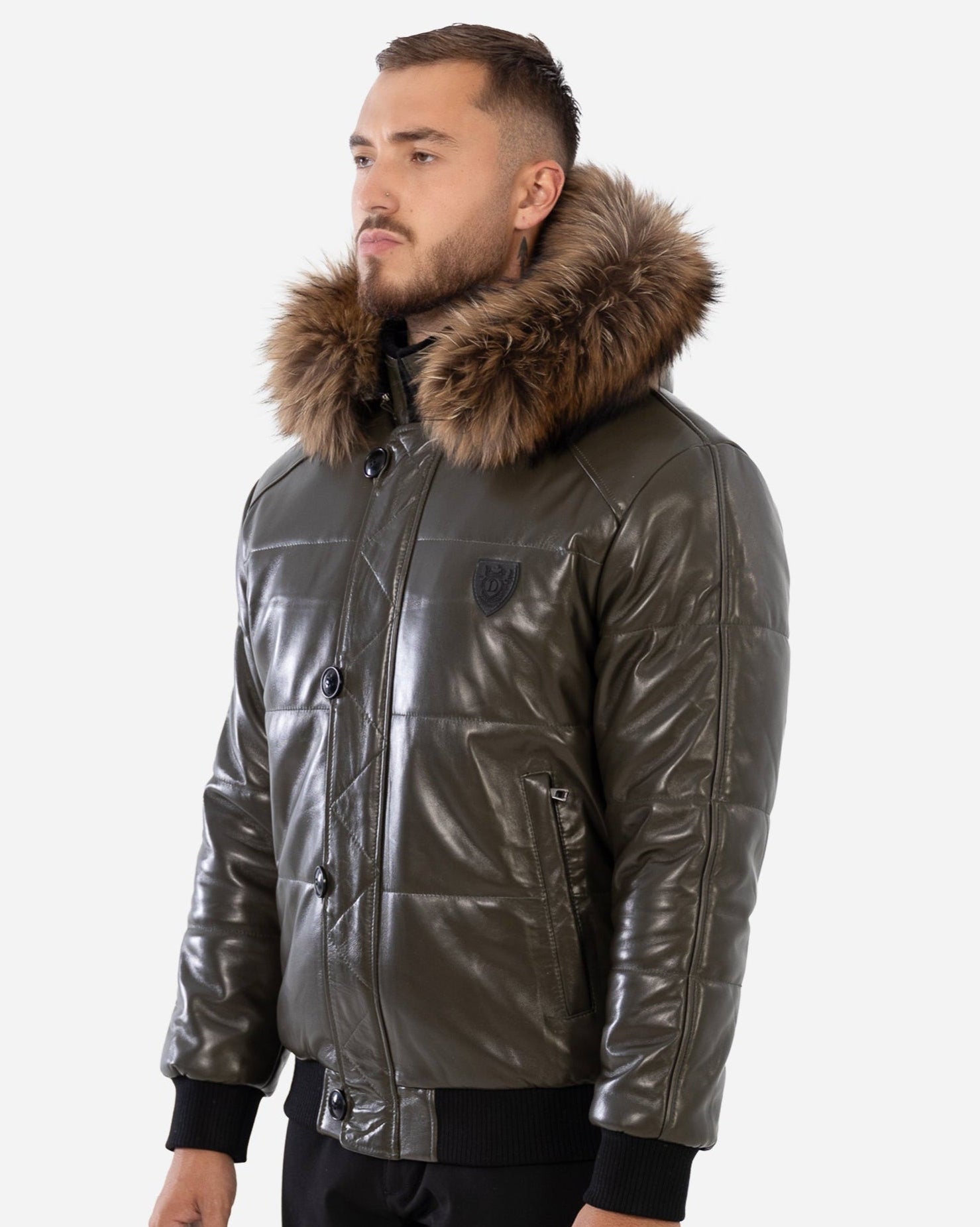 Arctic Men’s Winter Leather Coat With Silver Fox Fur-thumbmail-6
