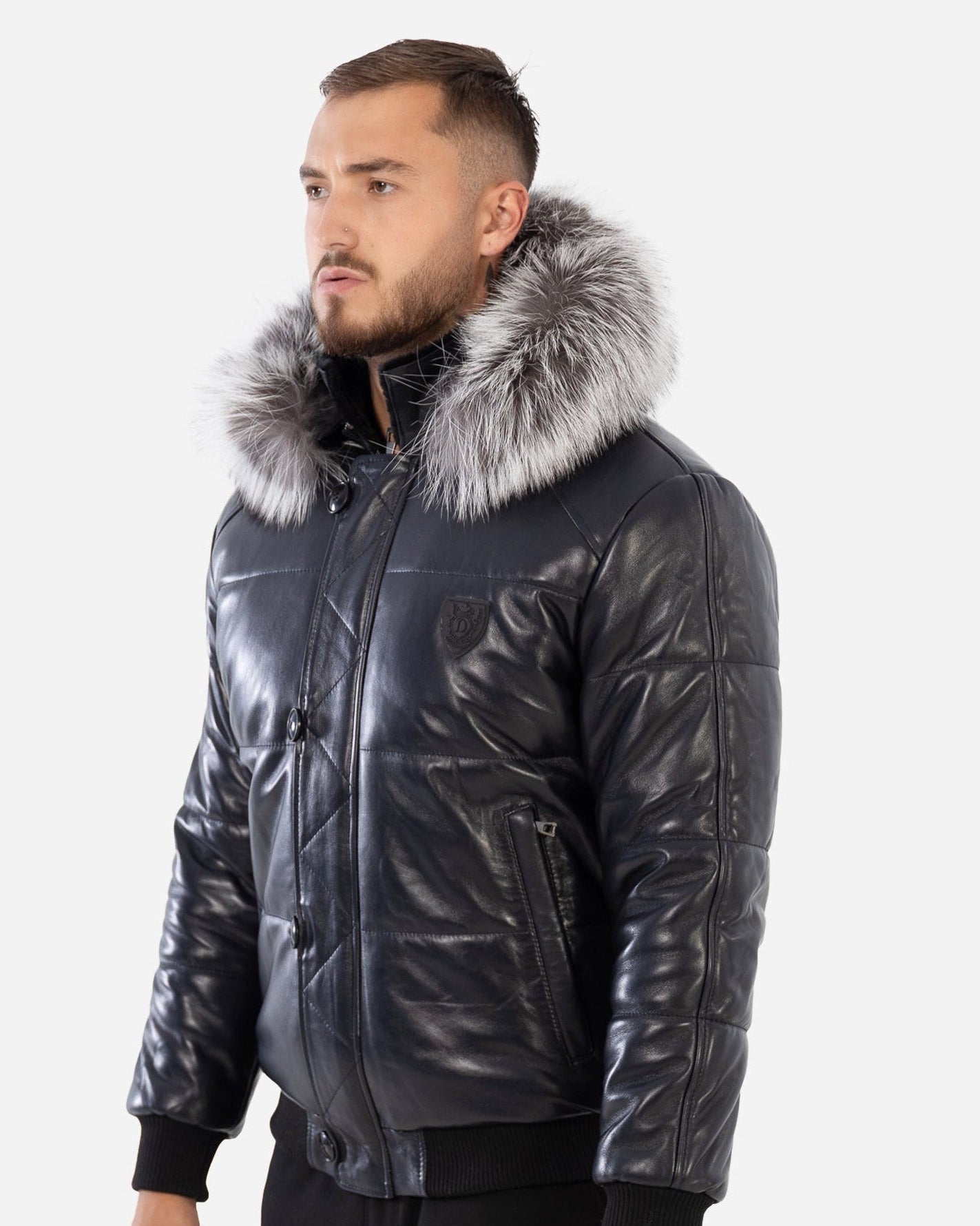 Arctic Men’s Winter Leather Coat With Silver Fox Fur-thumbmail-2