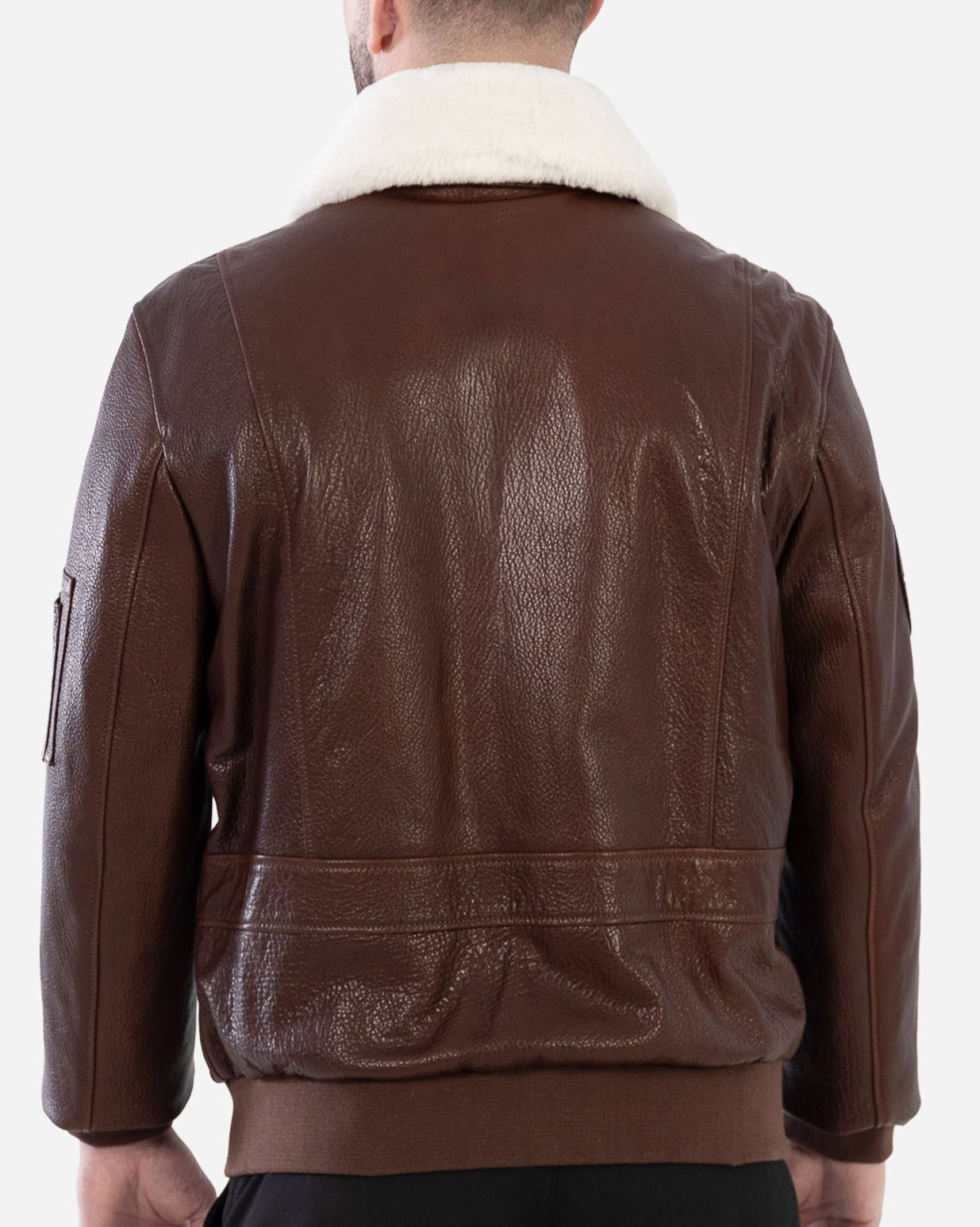 SANDRO BOMBER JACKET IN GRAINED LEATHER AND SHEARLING-thumbmail-3