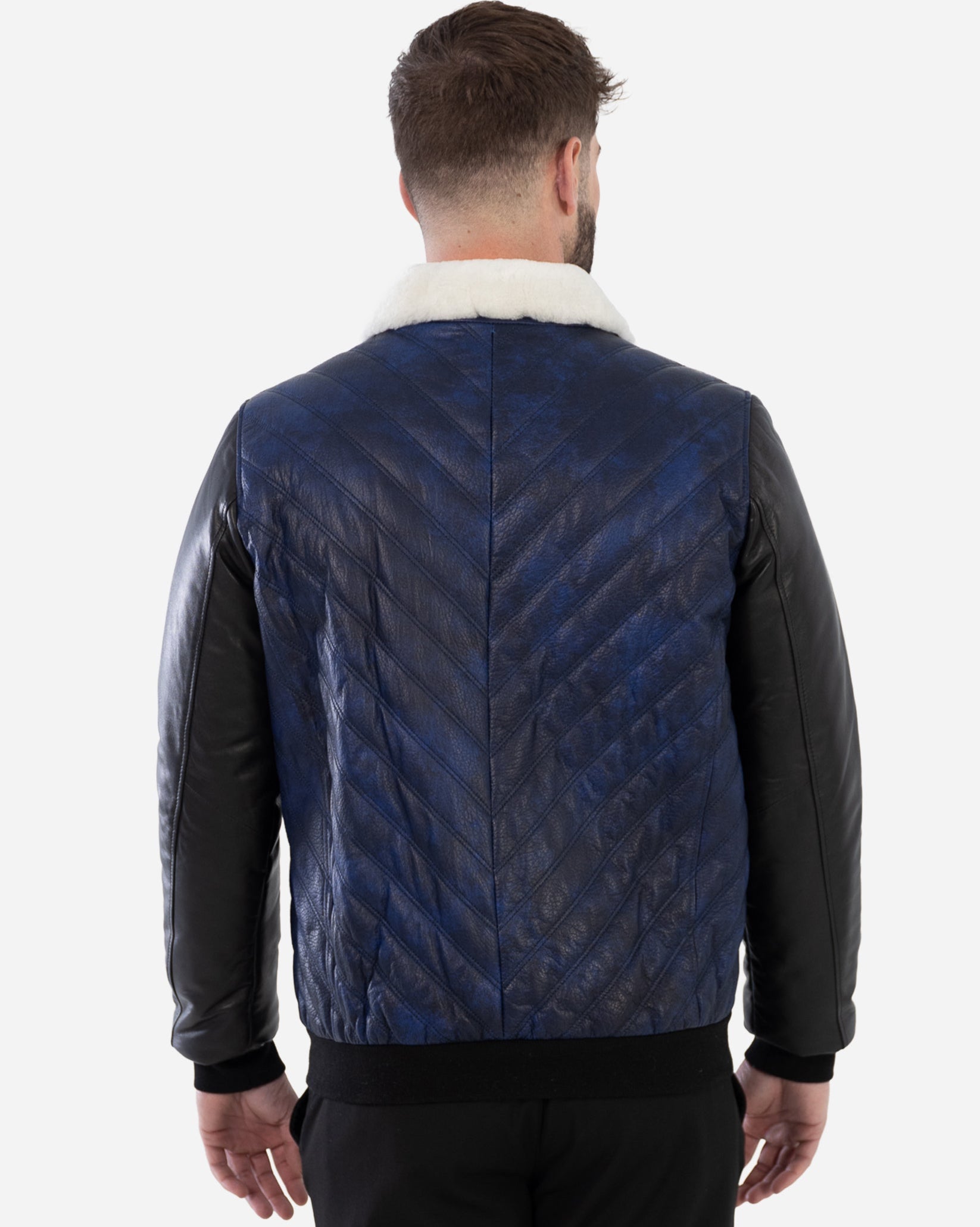 PYTHON BOMBER JACKET IN GRAINED LEATHER AND SHEARLING-thumbmail-2