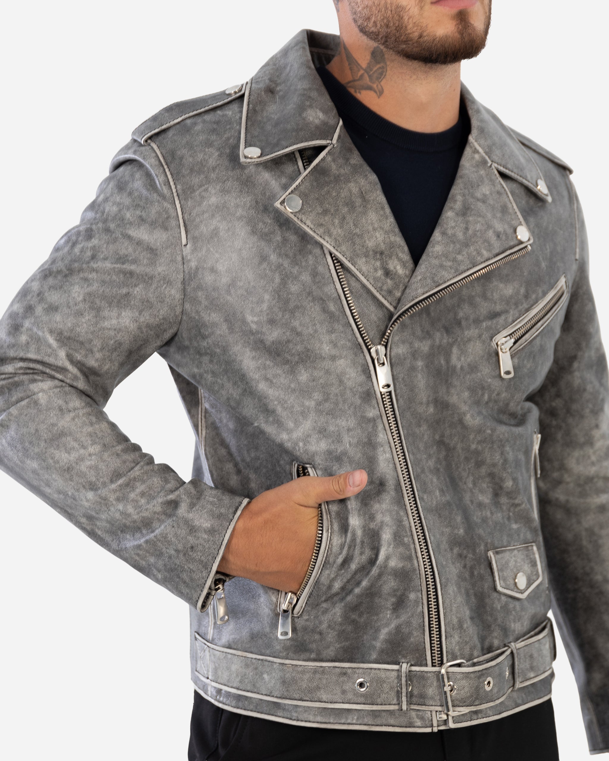 Rider  biker Leather Jacket-4