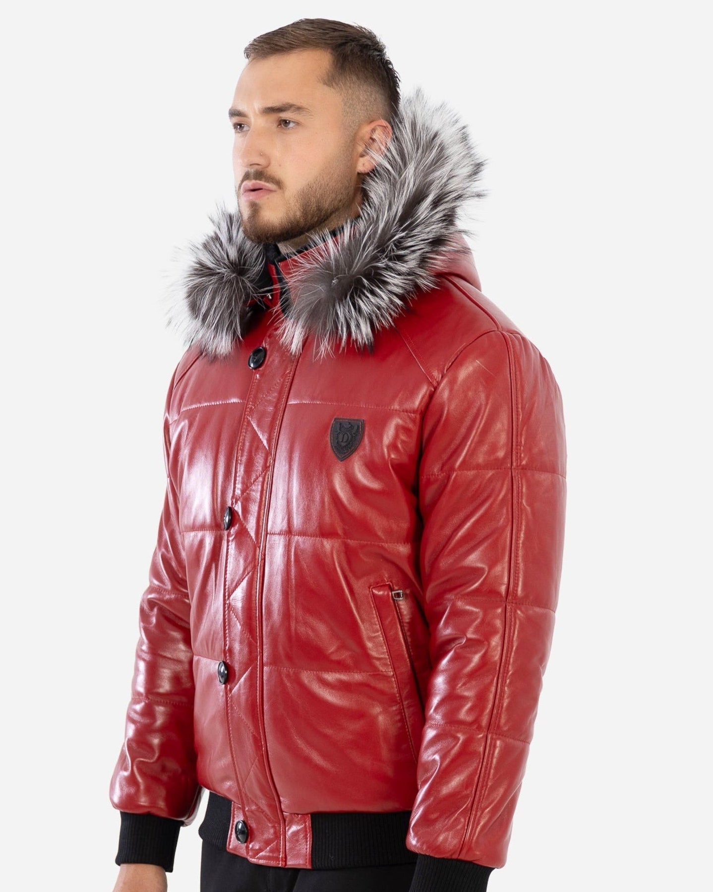 Arctic Men’s Winter Leather Coat With Silver Fox Fur-thumbmail-3