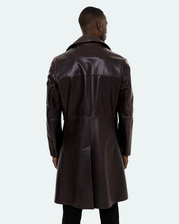 Leather trench coat male best sale