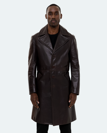 Leather trench men best sale