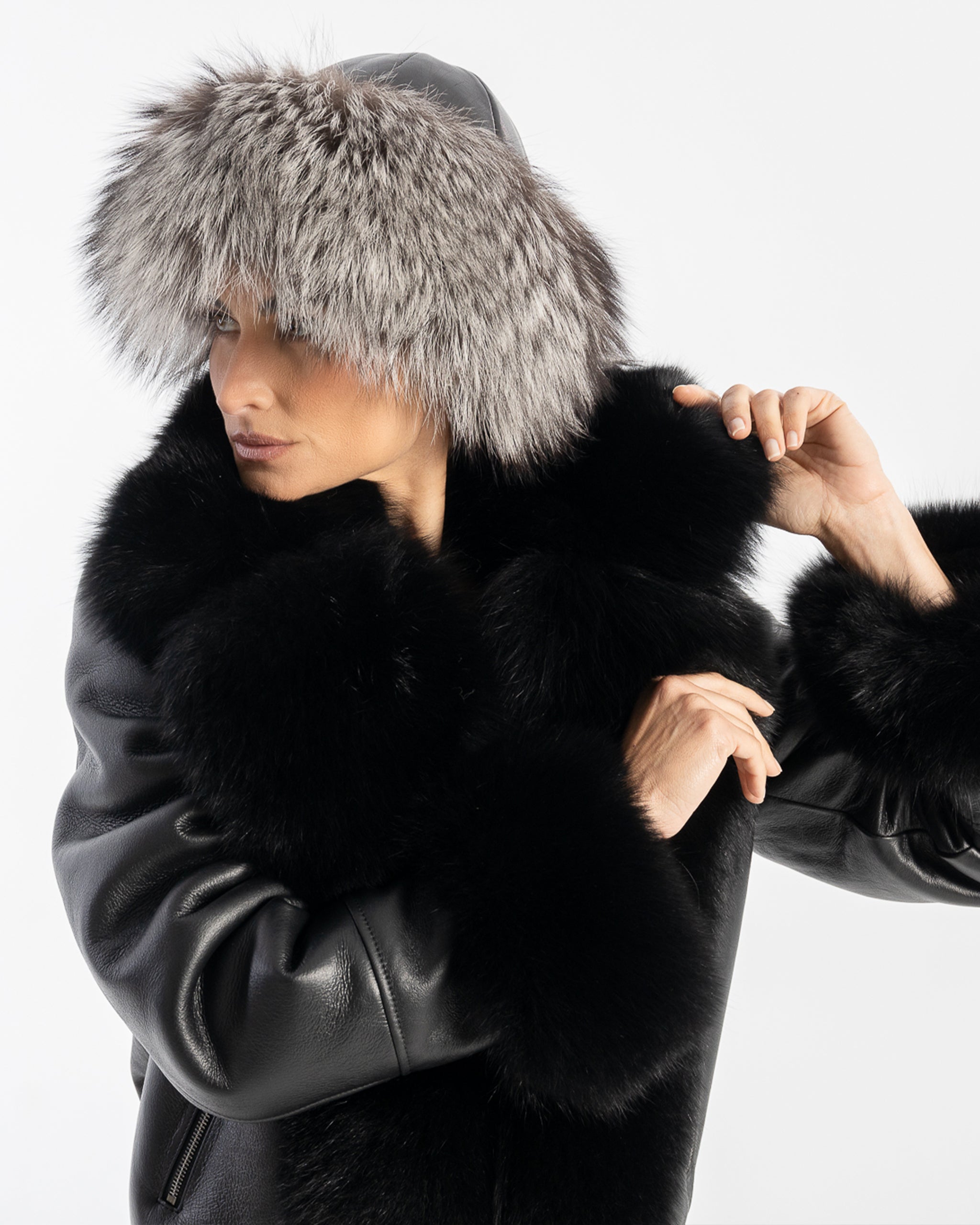 Silver Fox Fur Leather Hat – Dimitri