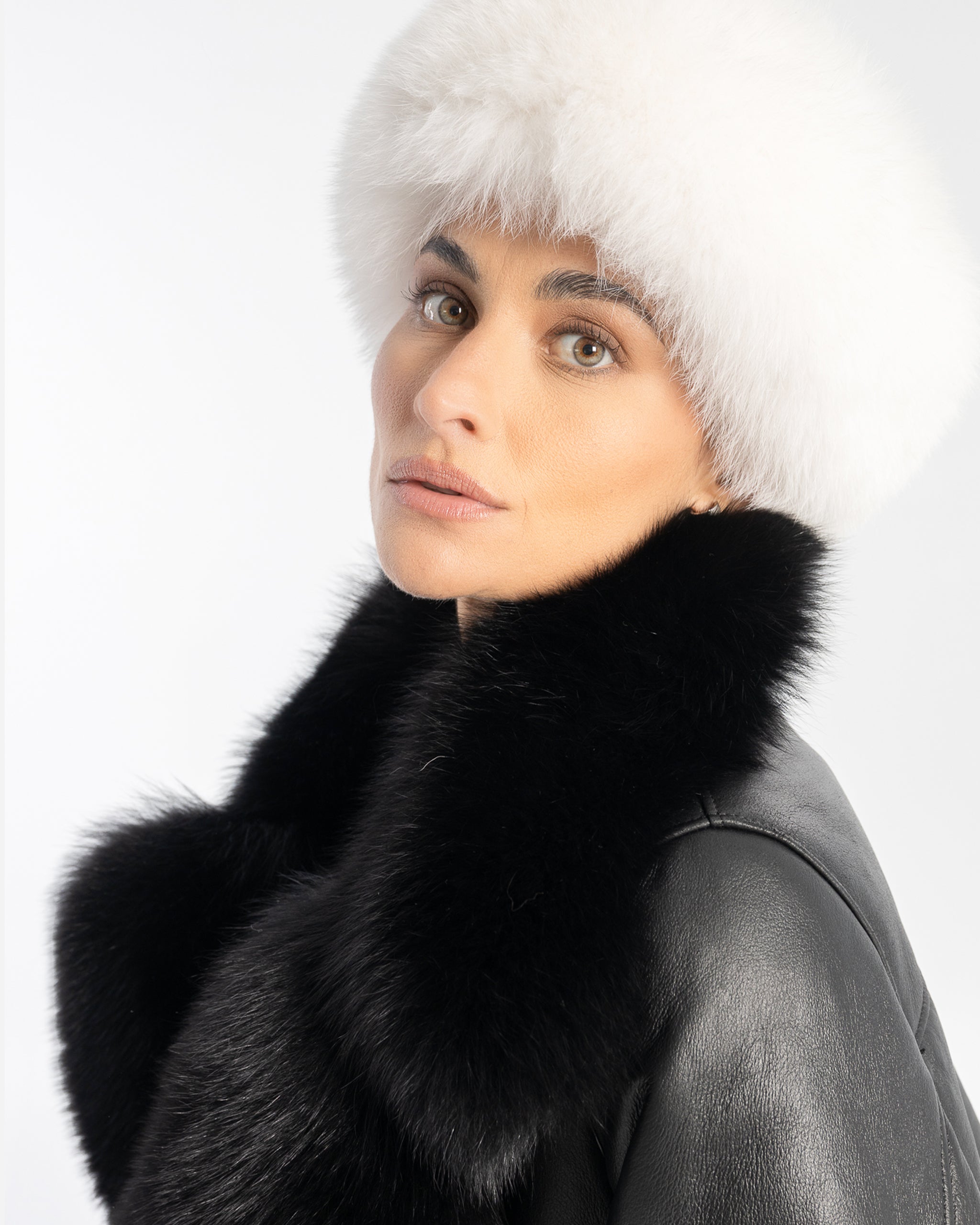 White Fox Fur Leather Hat – Dimitri