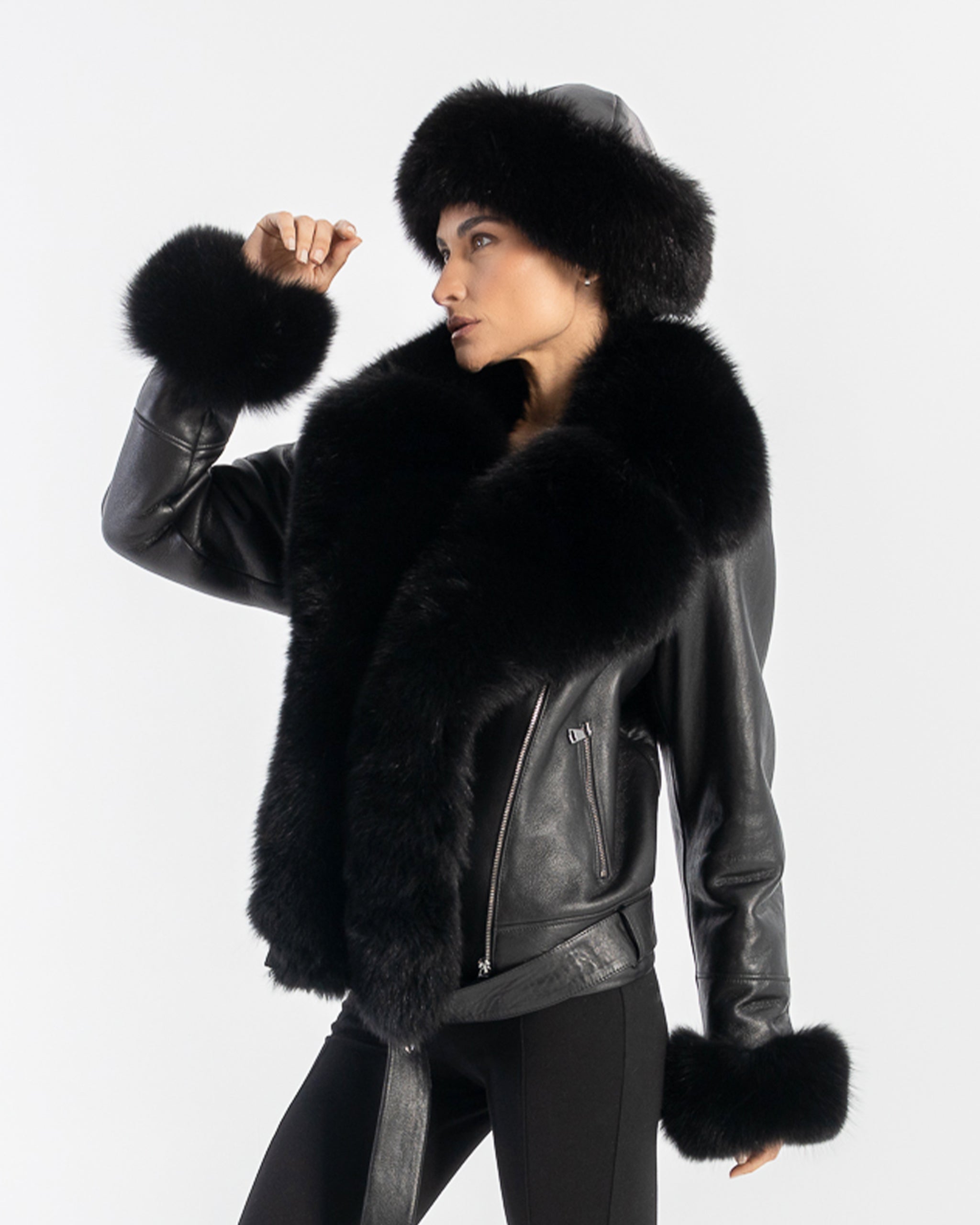 Black Fox Fur Leather Hat – Dimitri Black Fox Fur Leather Hat – Dimitri