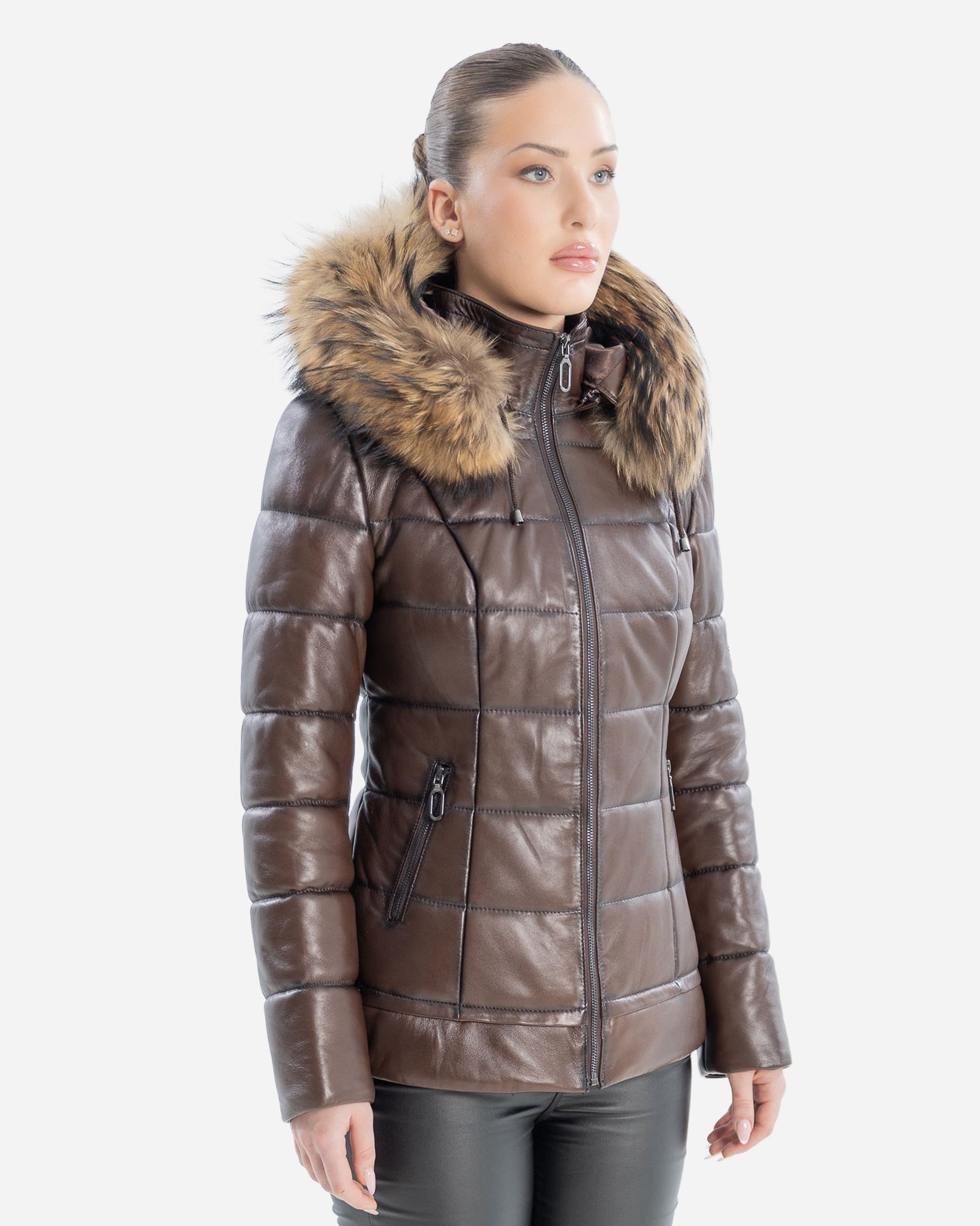 Lyanna Puffer  Leather Jacket-4