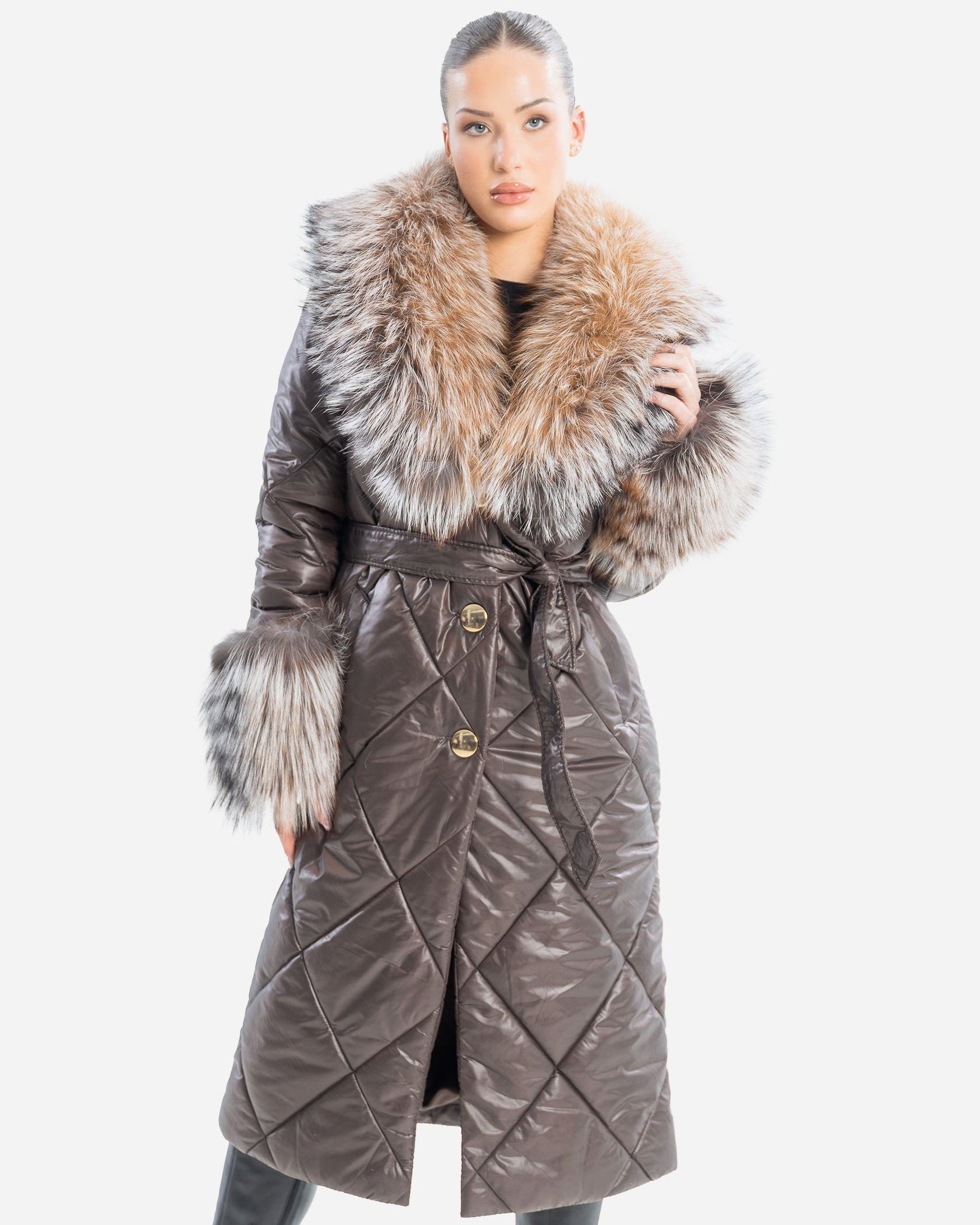 Aura Women's Winter Coat with Natural Fur-thumbmail-4