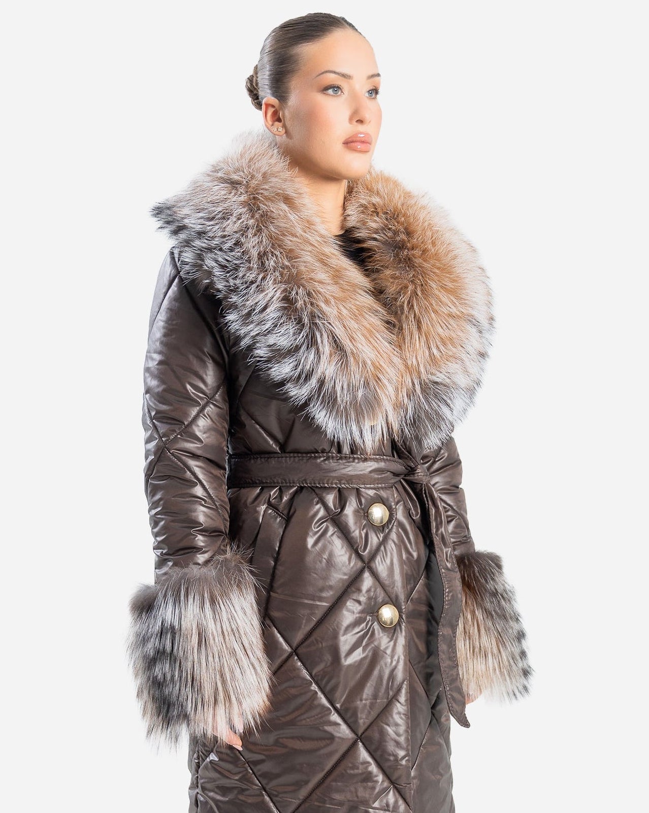 Aura Women's Winter Coat with Natural Fur-thumbmail-2