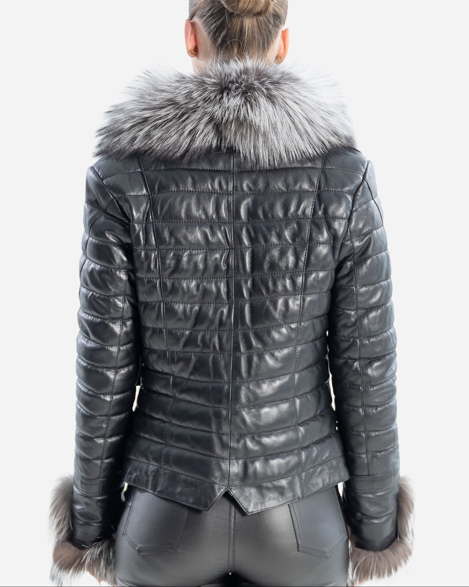 Gianna Women's Leather Coat with Silver Fox Fur – Dimitri