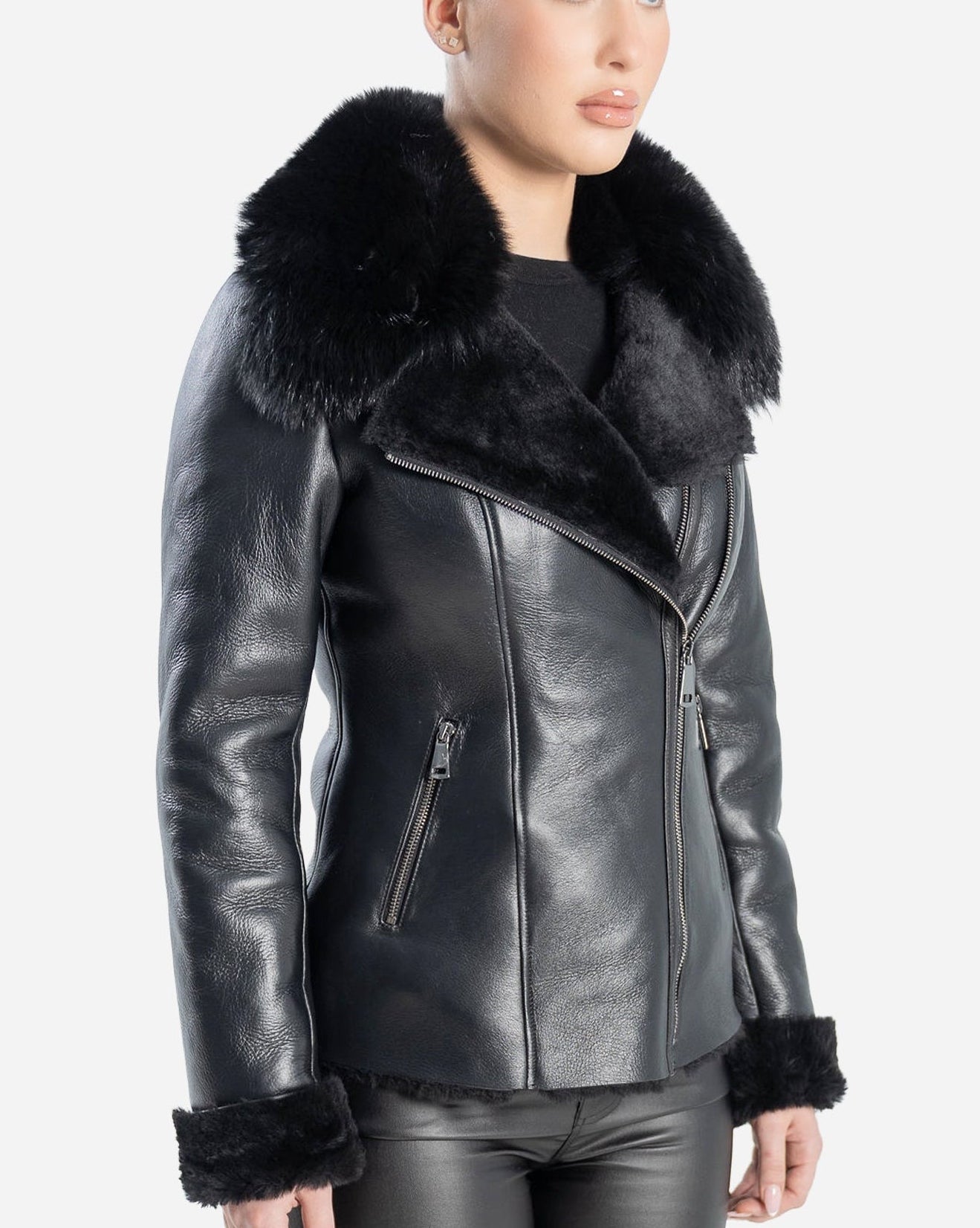 ALICYA Genuine  Shearling Jacket-thumbmail-4