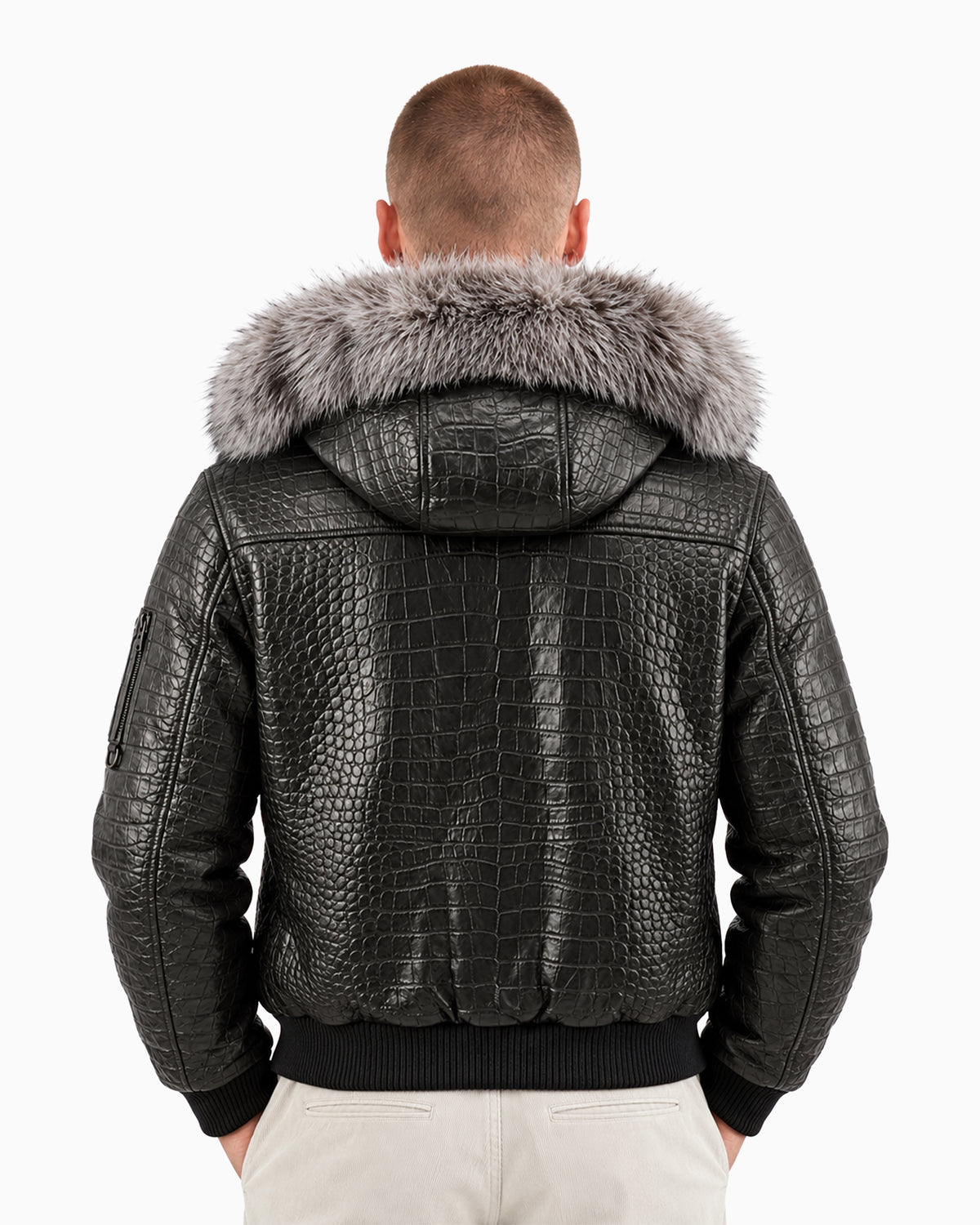 Victor Exclusive Croco-Print Leather & Silver Fox Jacket-thumbmail-2