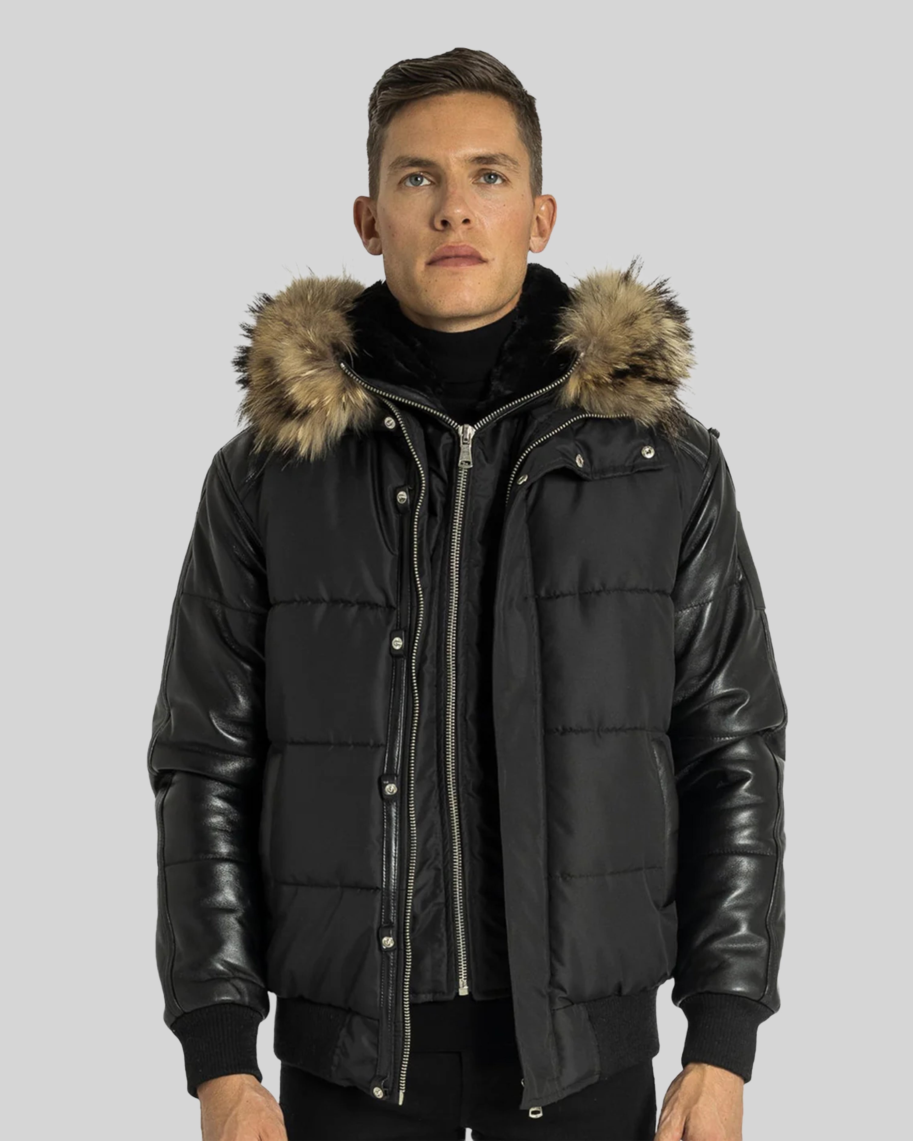 Lorenzo Down Bomber With Leather Sleeves – Dimitri