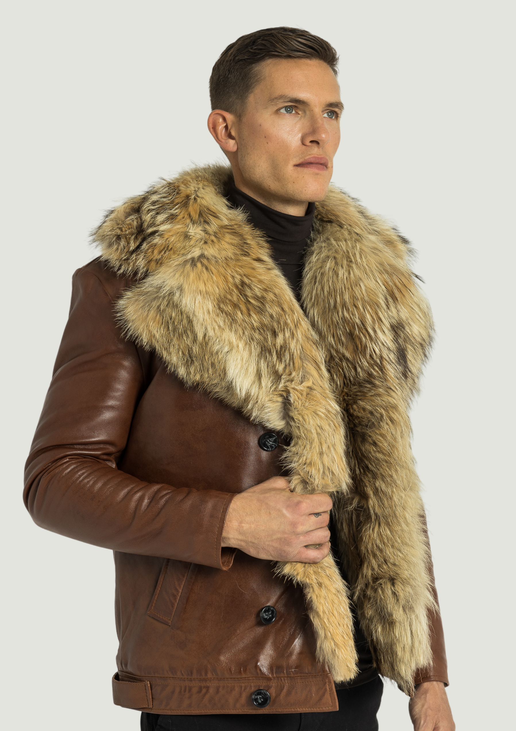 Marvin Leather Jacket with Natural Fur-thumbmail-3