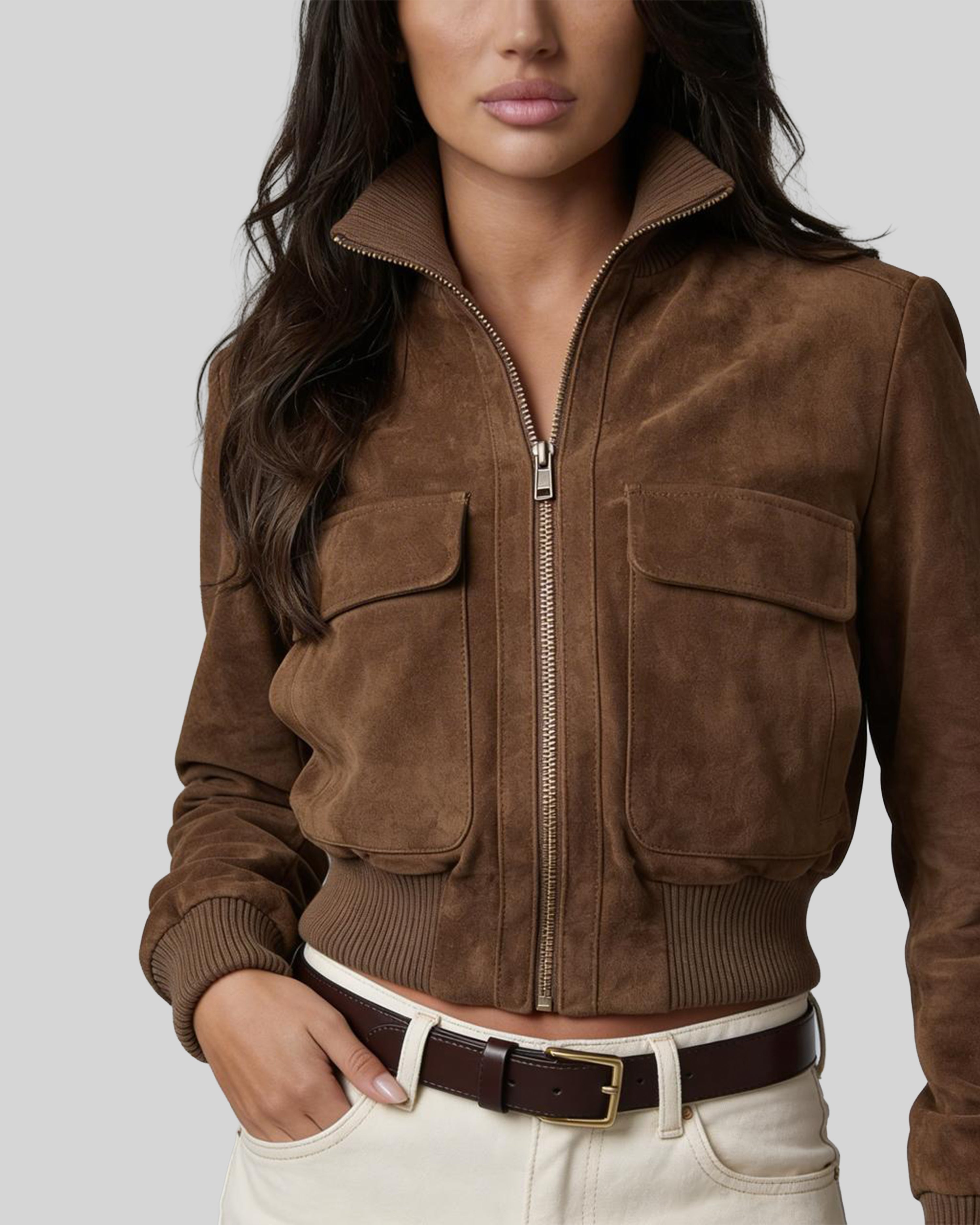 THALIA Suede Bomber Jacket 2