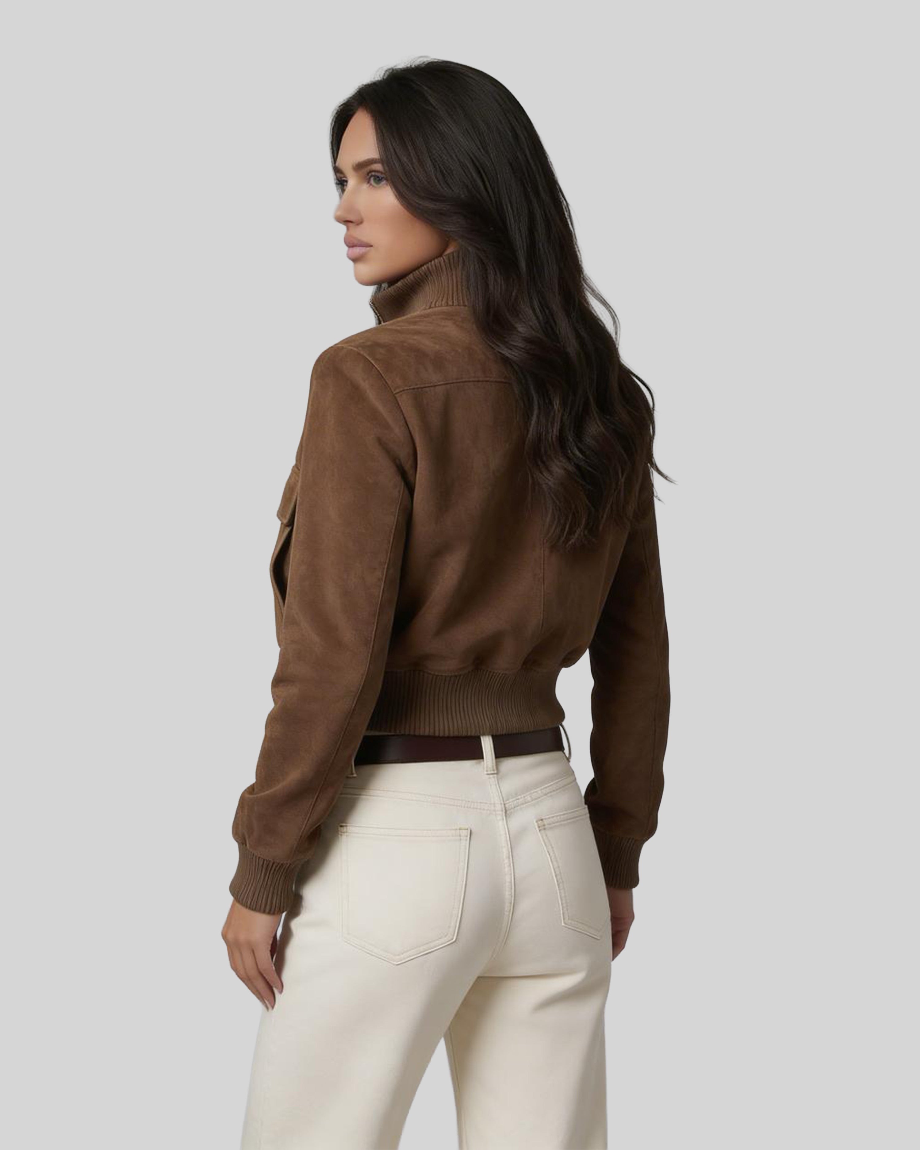 THALIA Suede Bomber Jacket 3