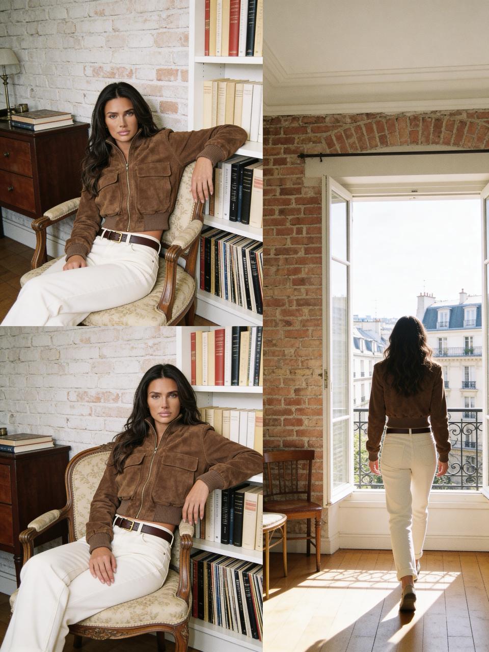 THALIA Suede Bomber Jacket 6