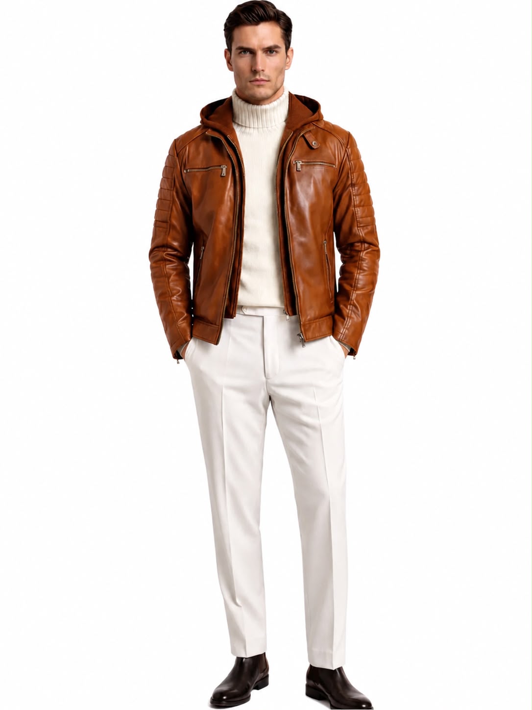 Justin Men's Genuine Lambskin Leather Jacket with Removable Hood-thumbmail-3