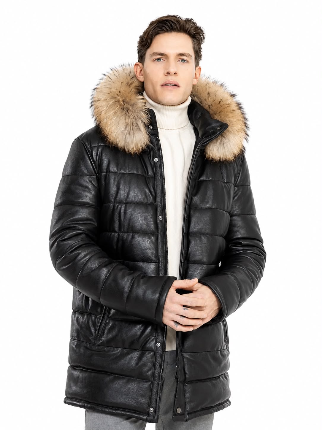 RYAN MEN'S HERITAGE MID-LENGTH QUILTED DOWN PUFFER