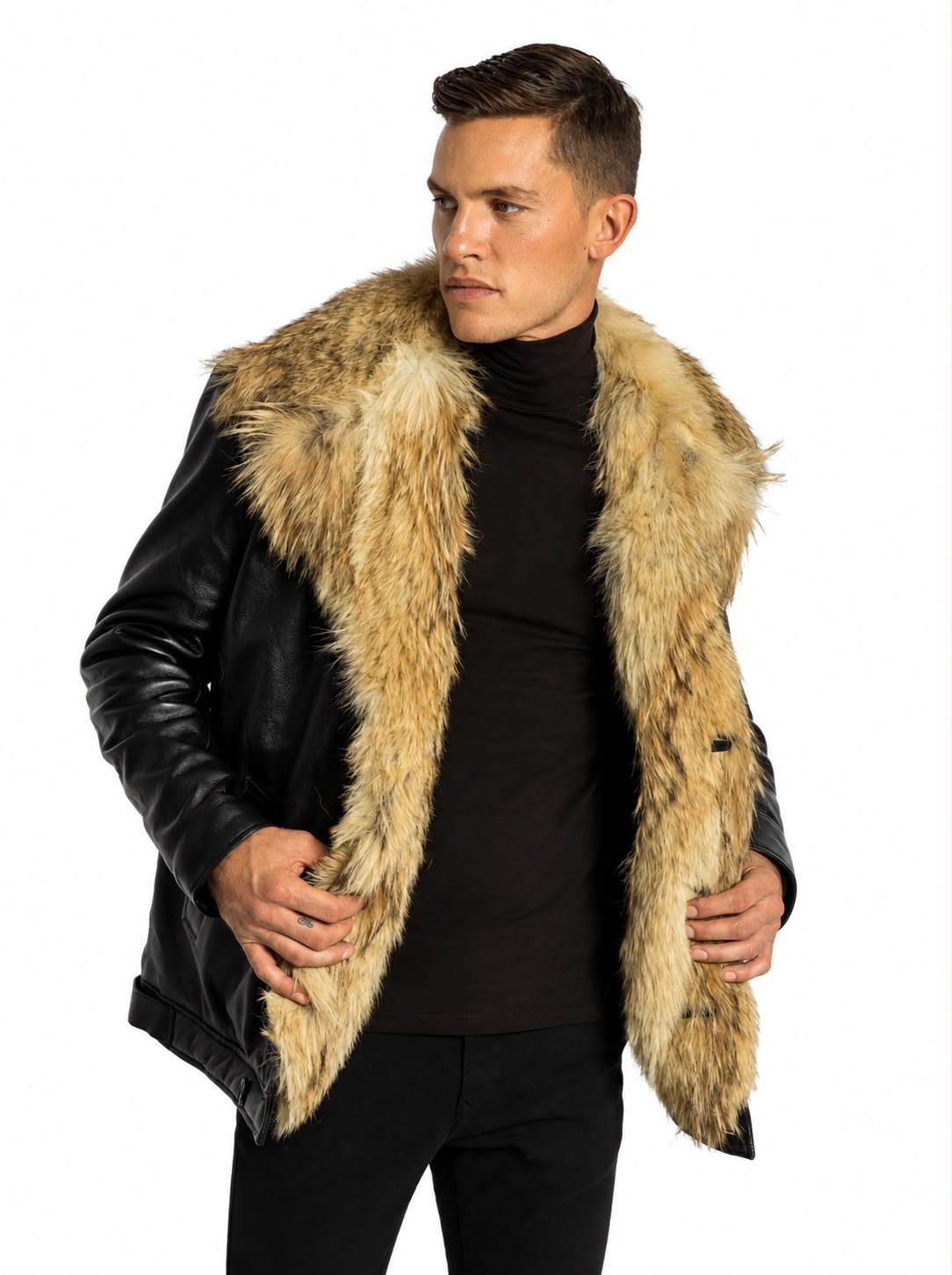 Marvin Lambskin Leather Jacket with Natural Real Fur-thumbmail-5