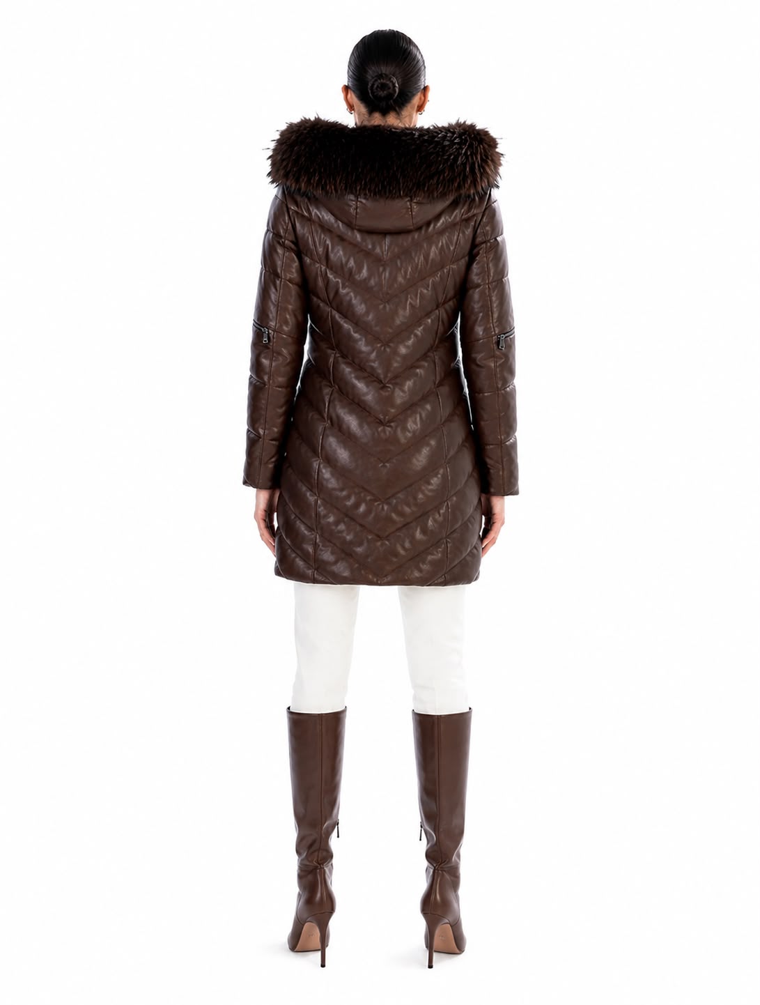 GRACE  WOMEN'S QUILTED DOWN PUFFER WITH Fox Fur-thumbmail-3