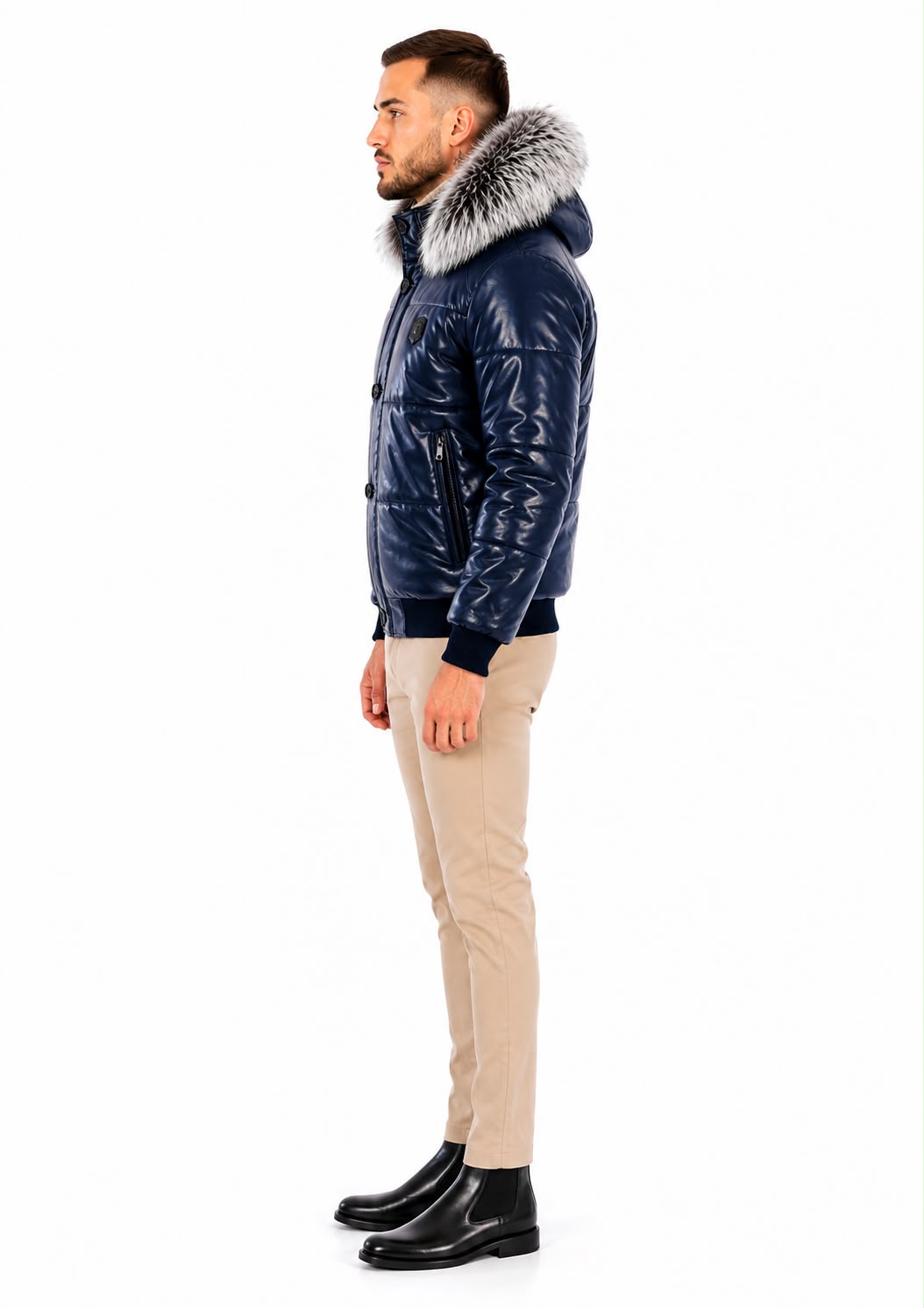 Arctic Men’s Winter Leather Coat With Silver Fox Fur-thumbmail-2