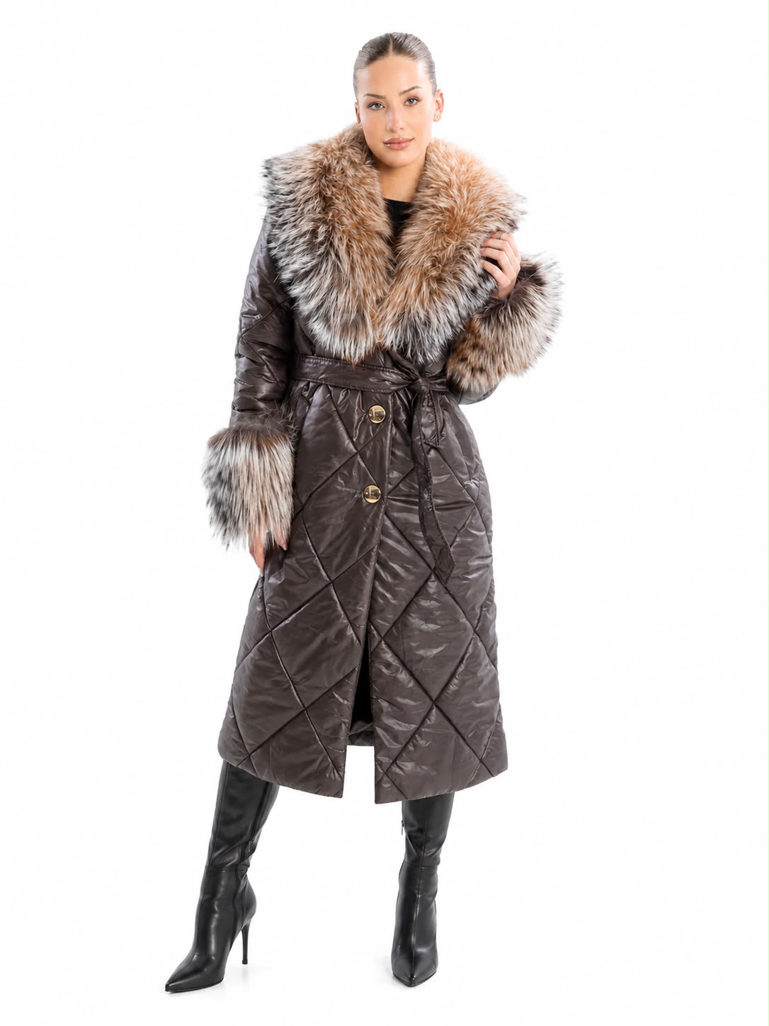 Aura Women's Winter Coat with Natural Fur-thumbmail-4