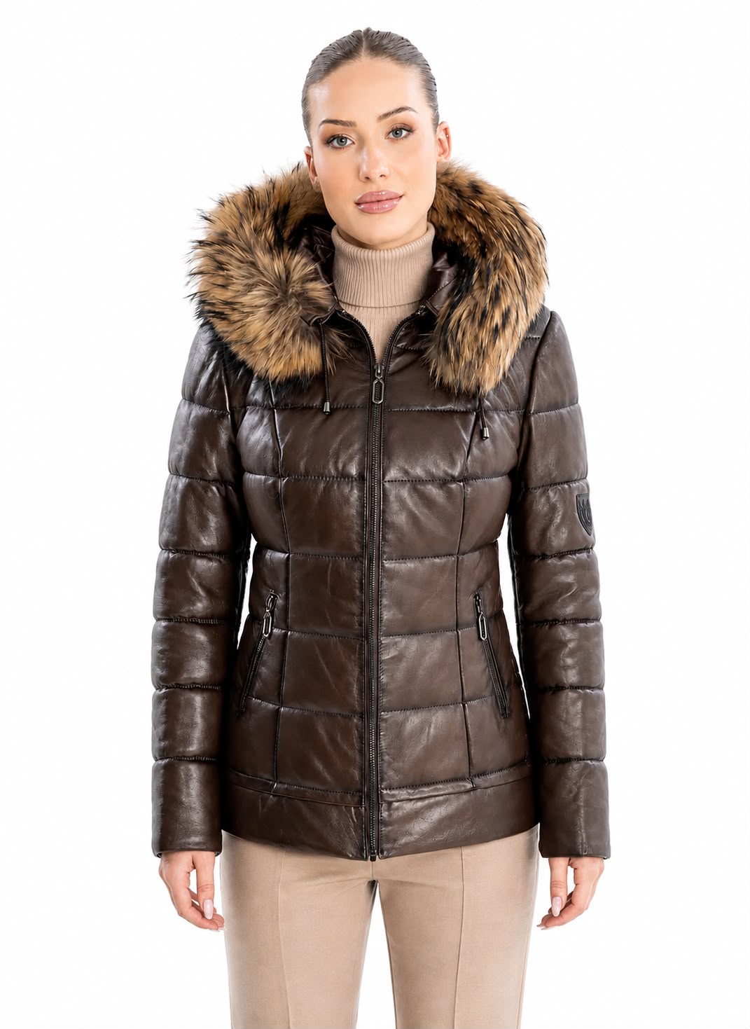 Lyanna Puffer  Leather Jacket