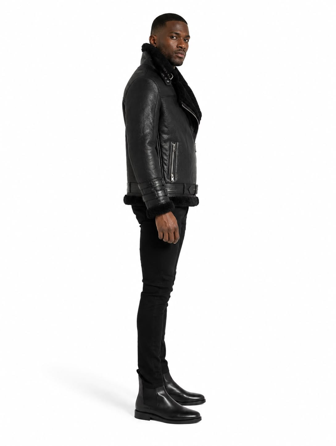 Jhonas  Men's Genuine Shearling Jacket-thumbmail-2