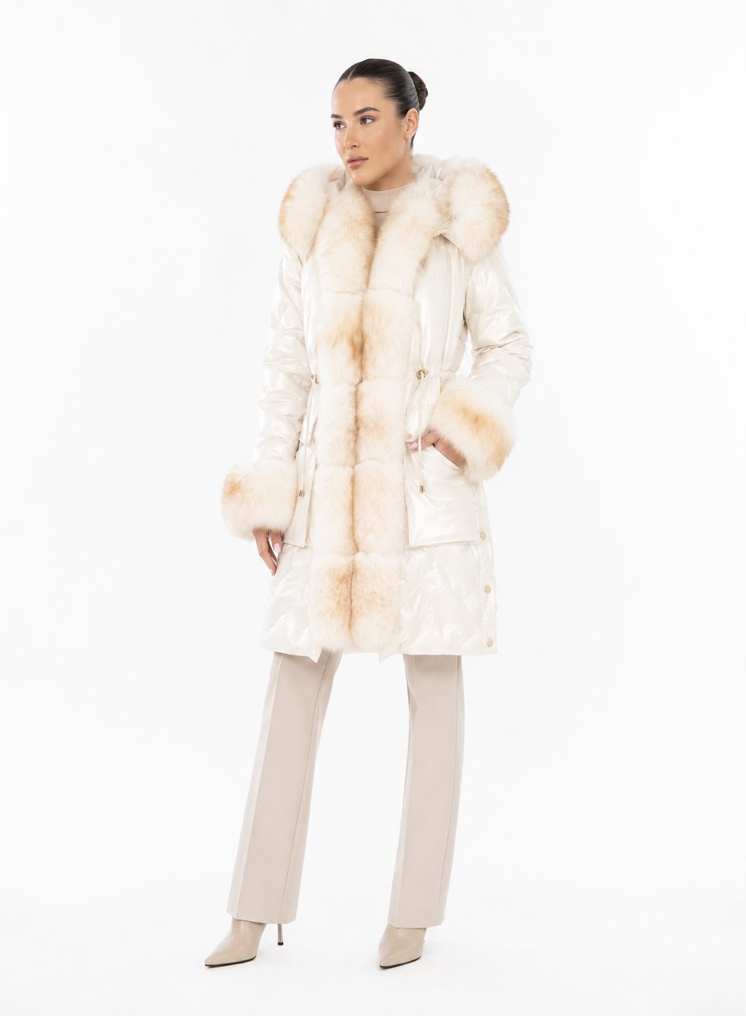 Lexi Women's Down Puffer with Removable Natural Fur-thumbmail-3