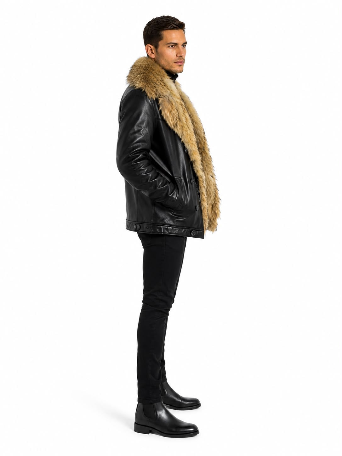 Marvin Lambskin Leather Jacket with Natural Real Fur-thumbmail-4