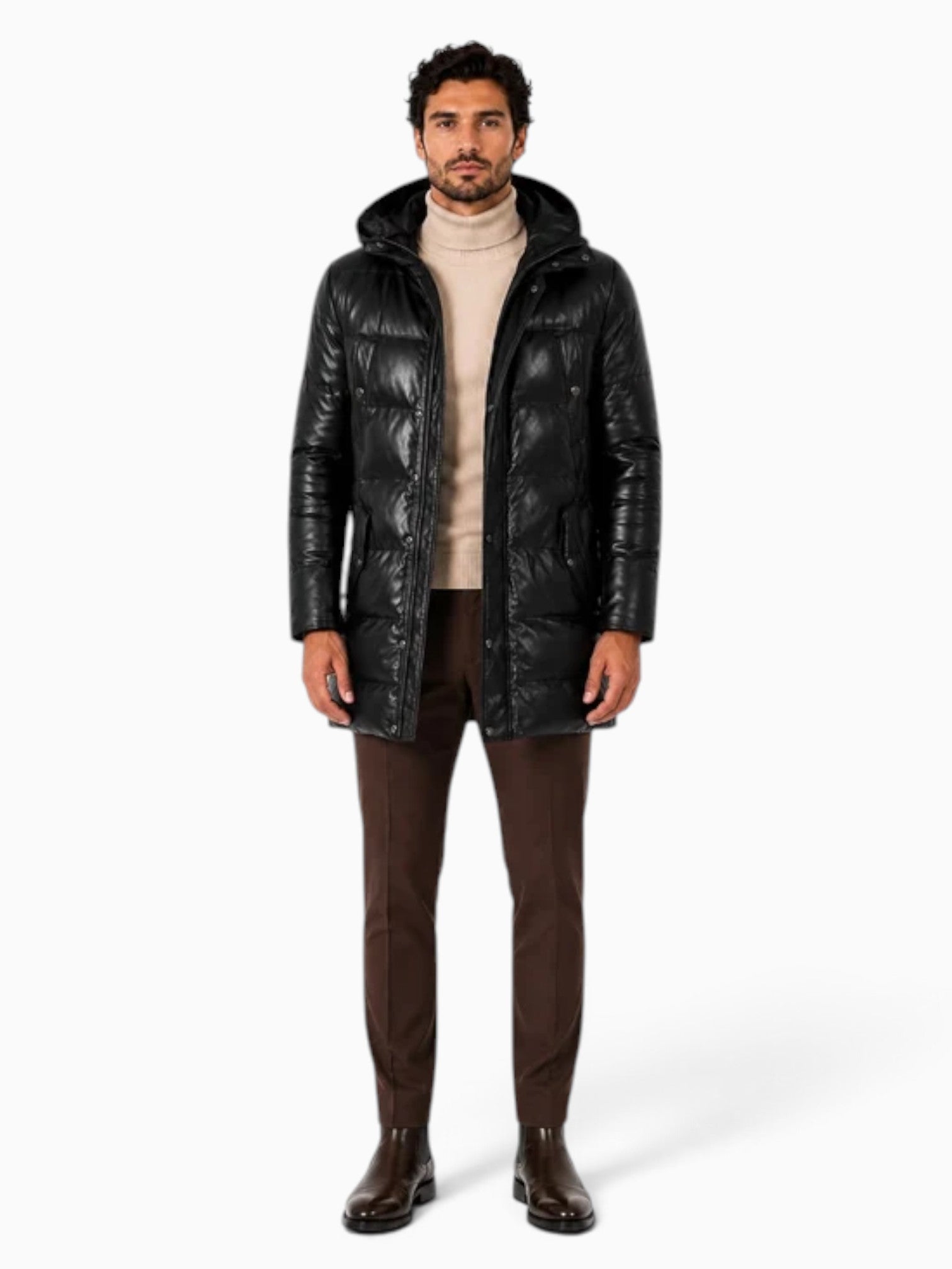 Milan Leather Down Coat